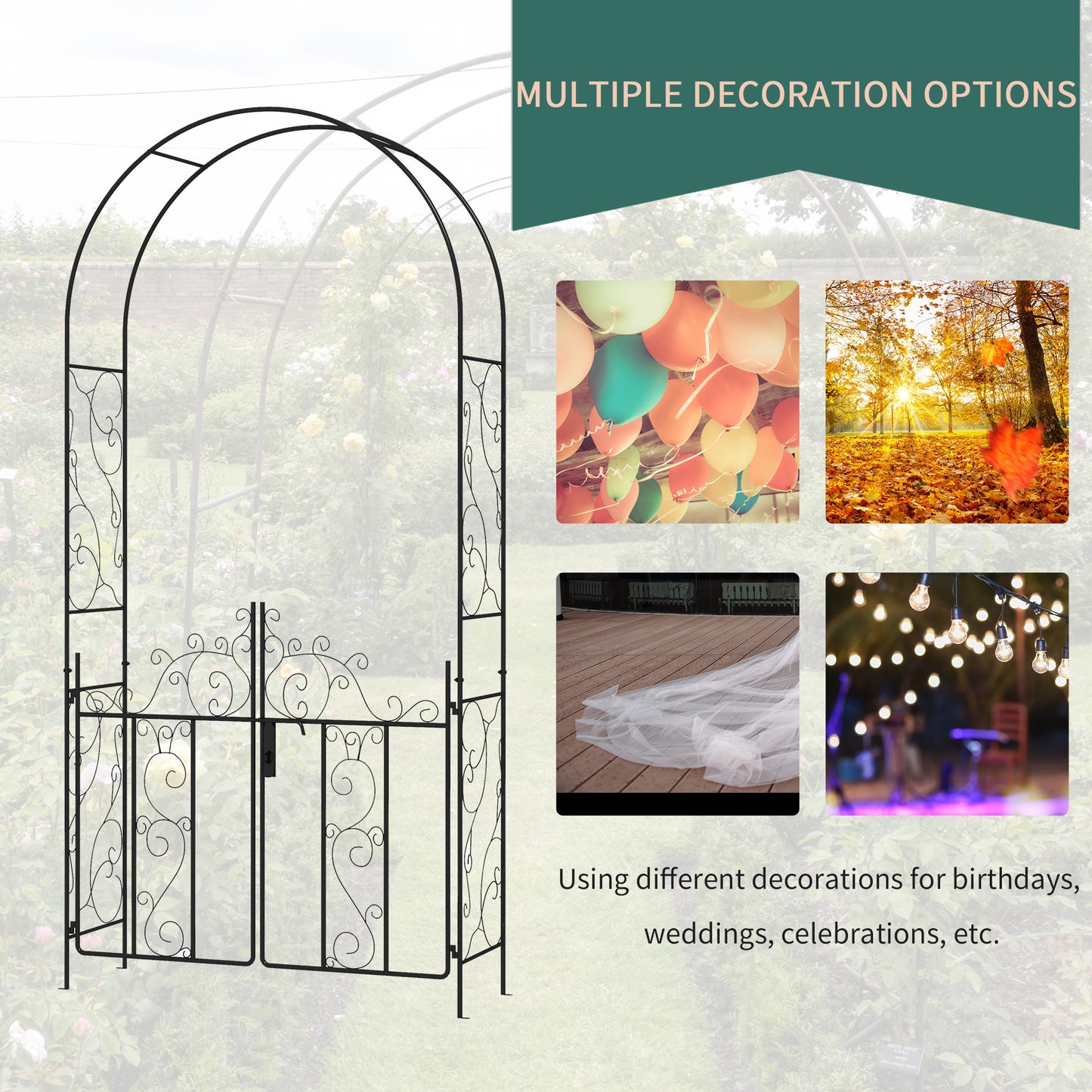 Outdoor Garden Arch with Double Gates (1)