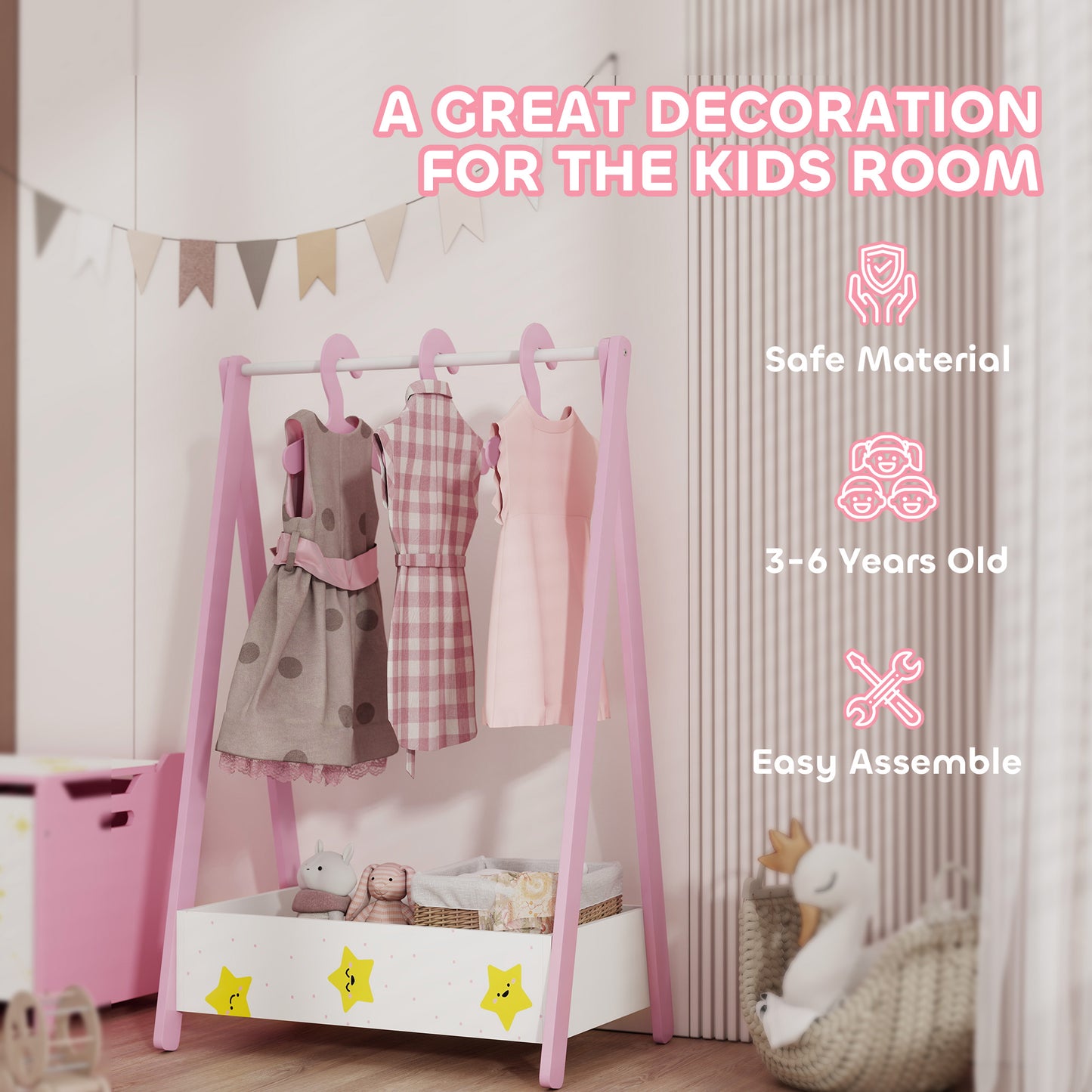 Baby Clothing Rack with Hangers, Storage Shelf for Bedroom