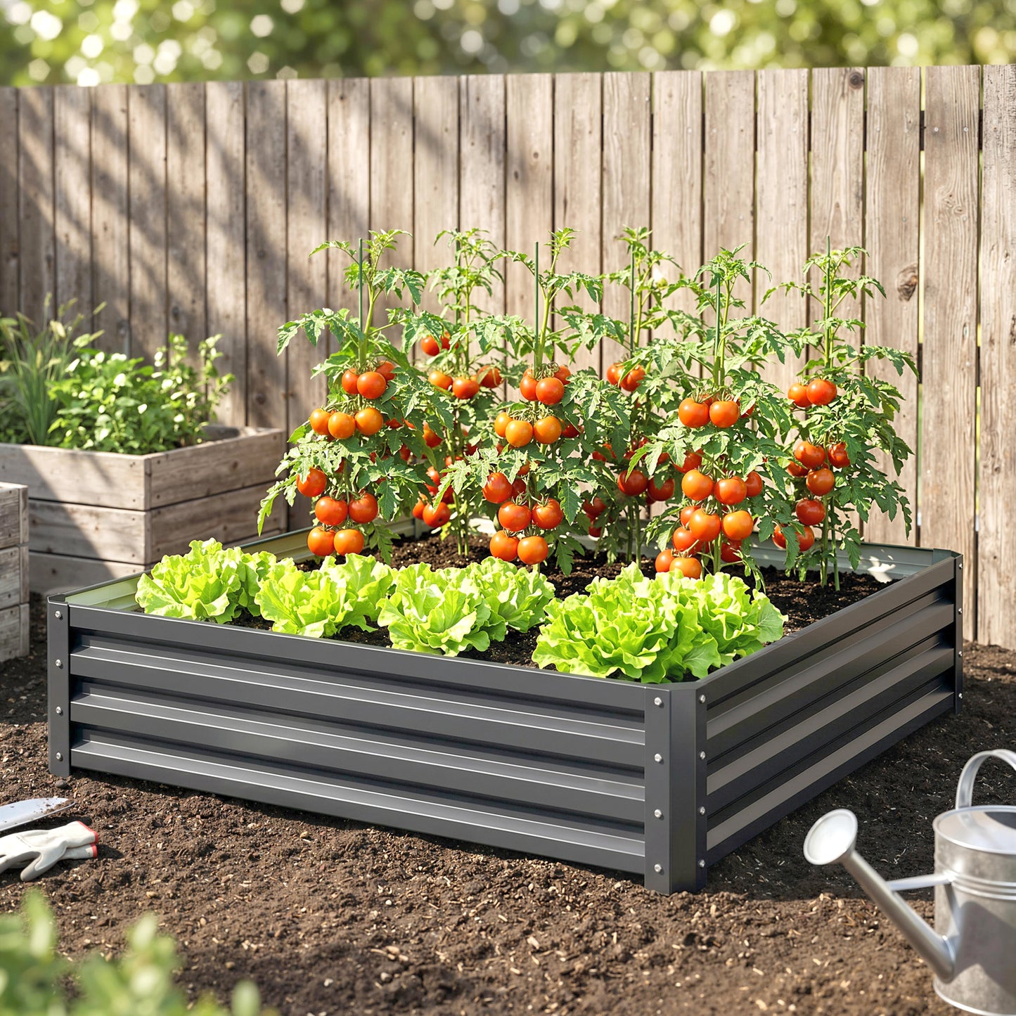 432L Square Raised Garden Bed Box Steel Frame for Vegetables