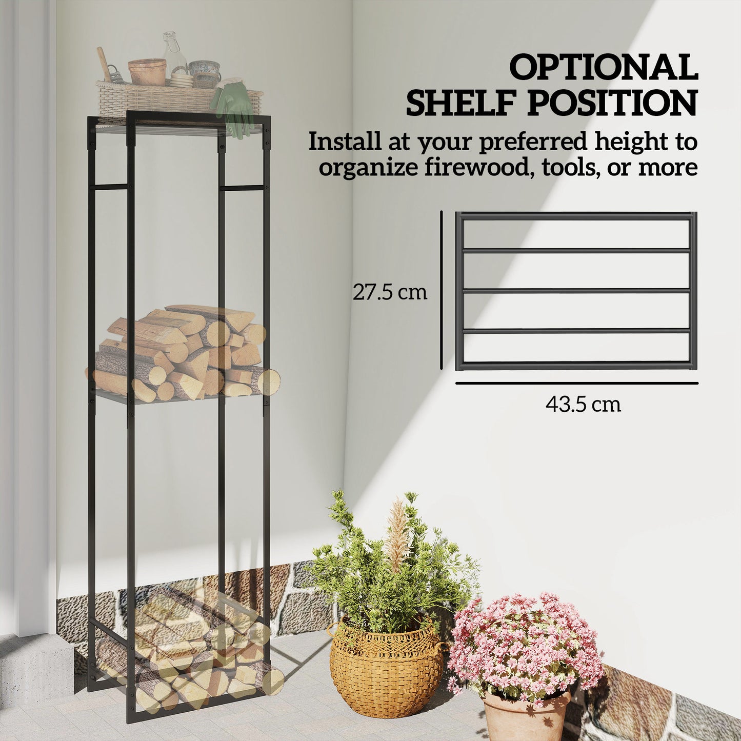 Metal Firewood Log Holder, Heavy Duty Firewood Rack