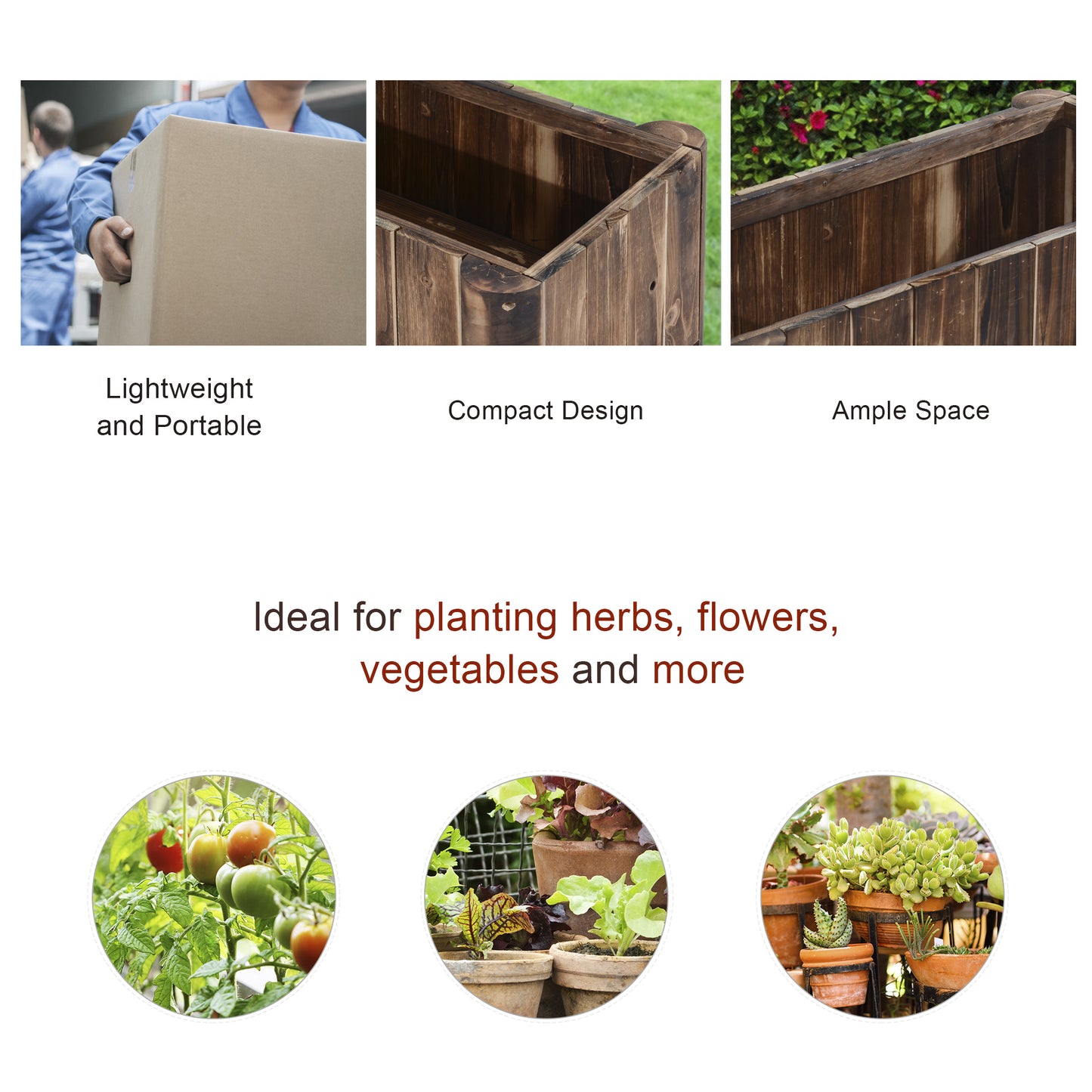 Wooden Raised Garden Bed, 120 x 50 x 45cm Elevated Planter Box