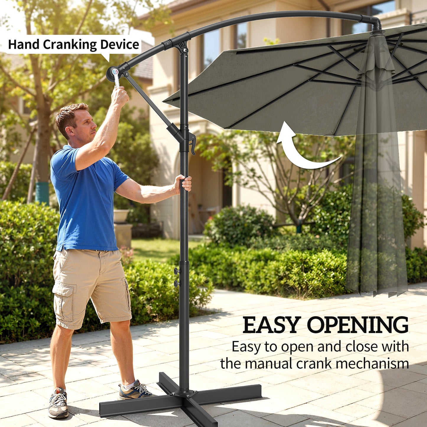 3m Overhanging Cantilever Parasol, with Cross Base (2)