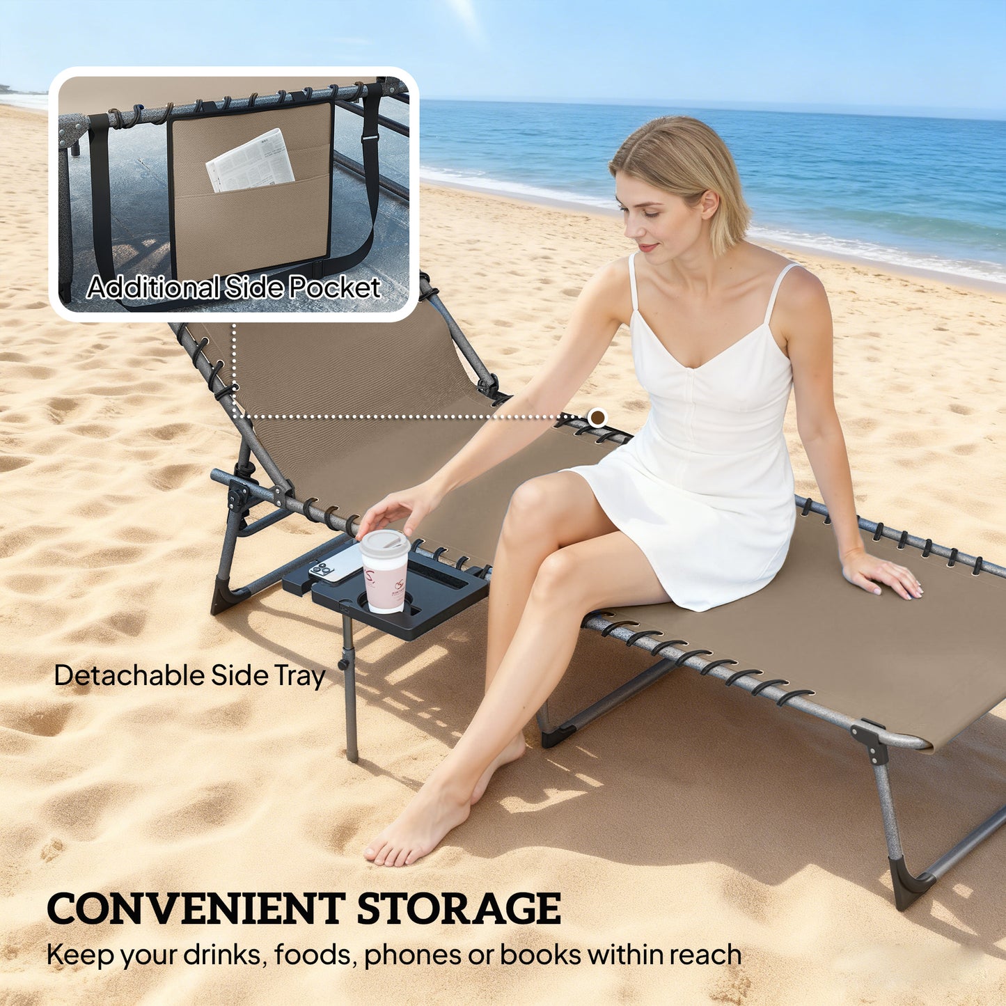 Five-Position Reclining Sun Loungers Set of 2