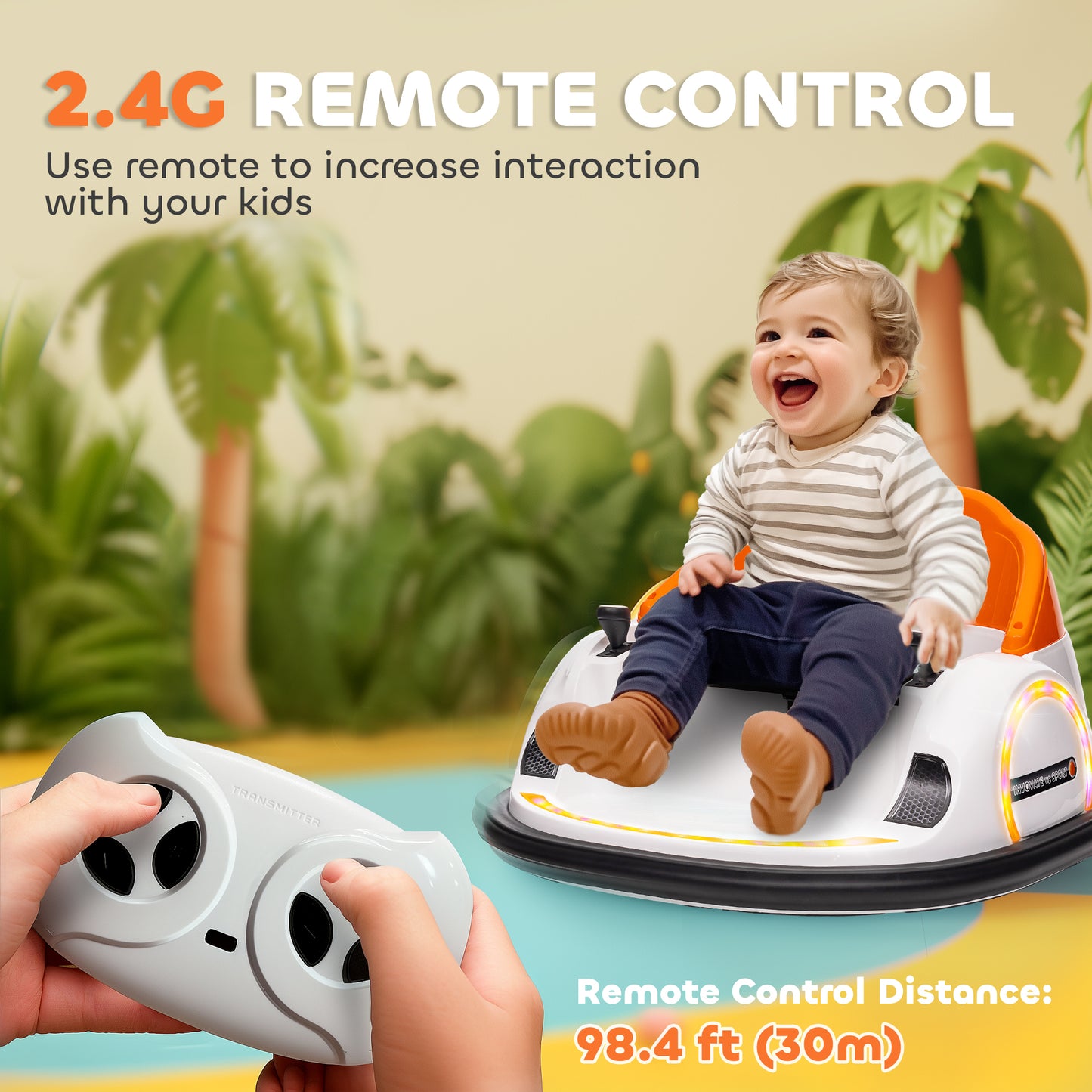 360° Rotation Kids Bumper Car, 12V Waltzer Car with Remote Control