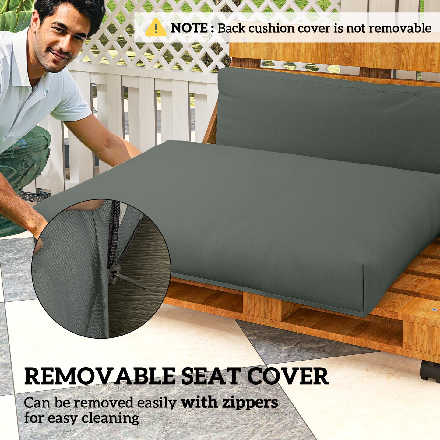 Two Piece Seat Pallet and Back Cushions