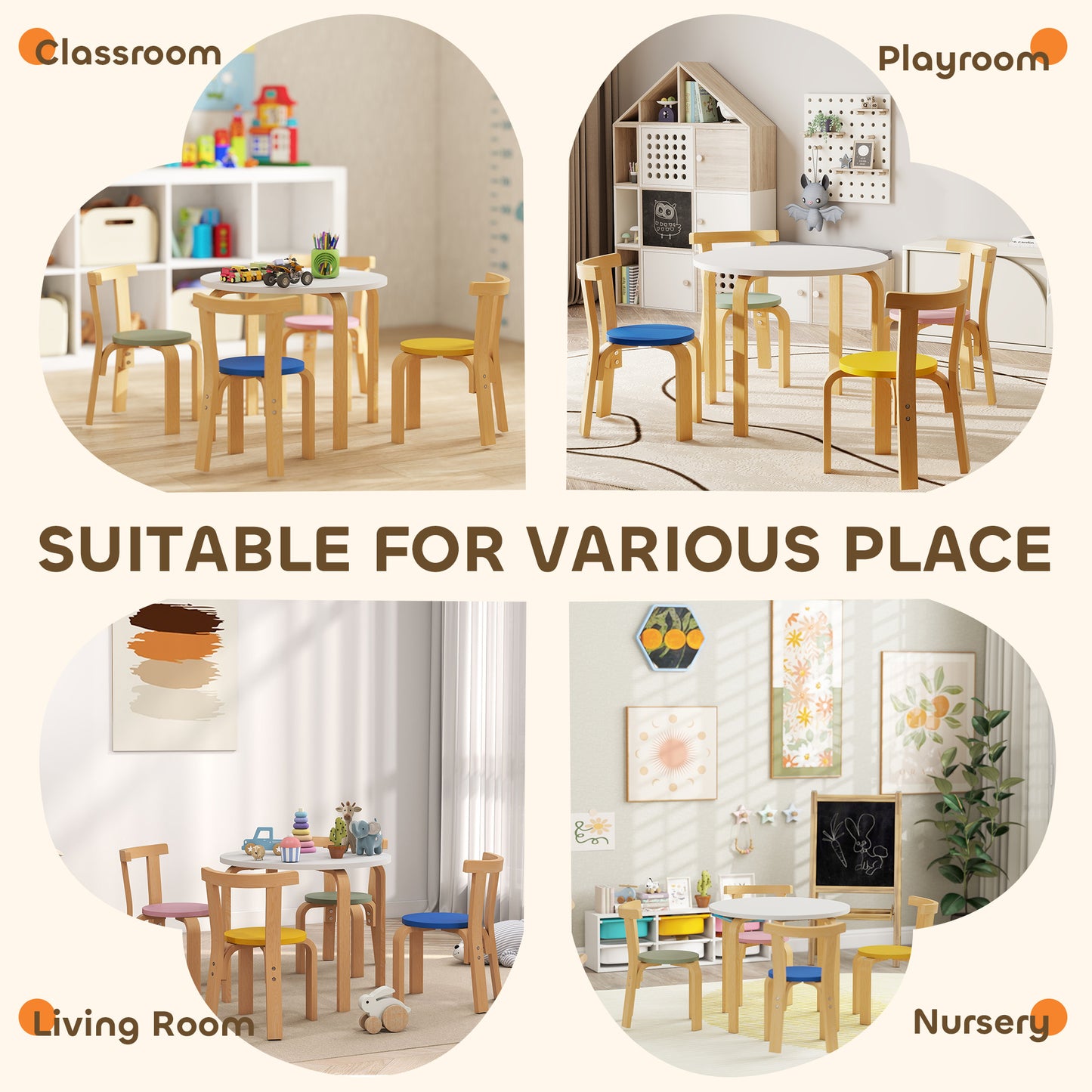 5 Piece Kids Table and Chairs Set