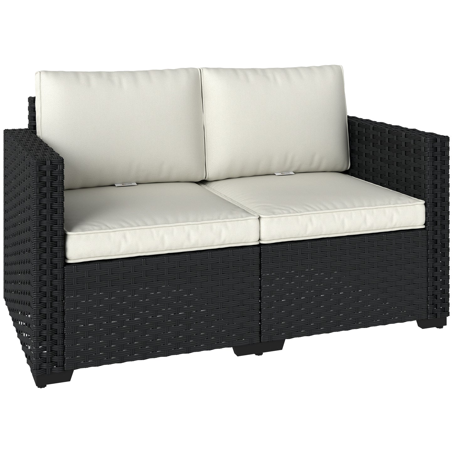 2 Seater Rattan Sofa, Outdoor Garden Sofa with Deep Seat, Cushions