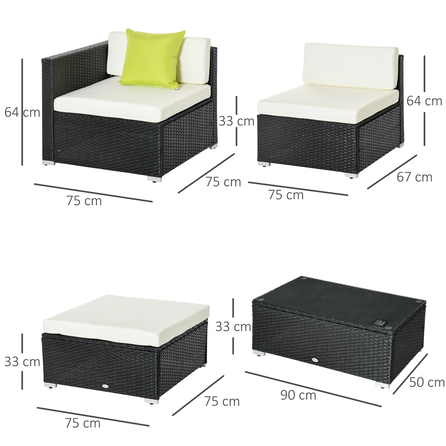 White Rattan Garden Furniture 4-Seater Outdoor Sofa Set