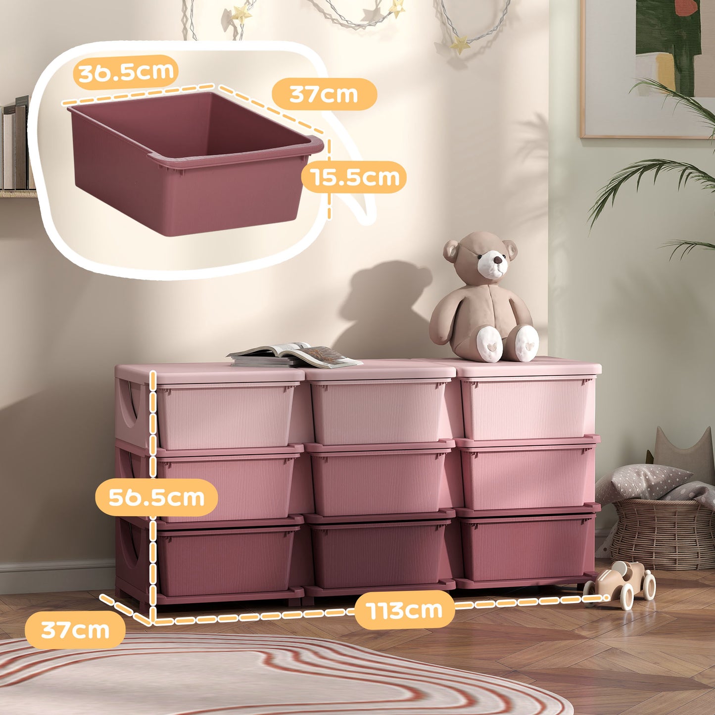Kids Storage Unit, with Nine Drawers