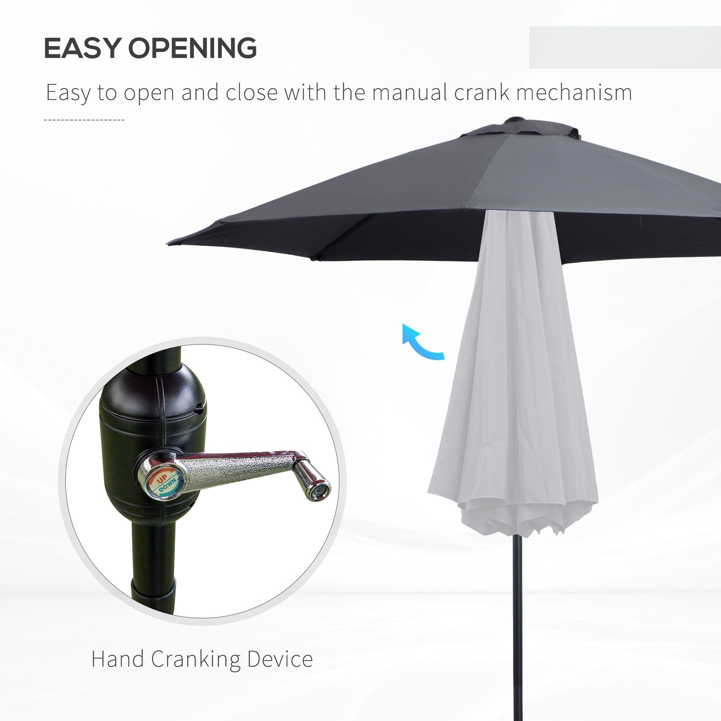2.7M Garden Parasol Umbrella with Glass Fibre Ribs