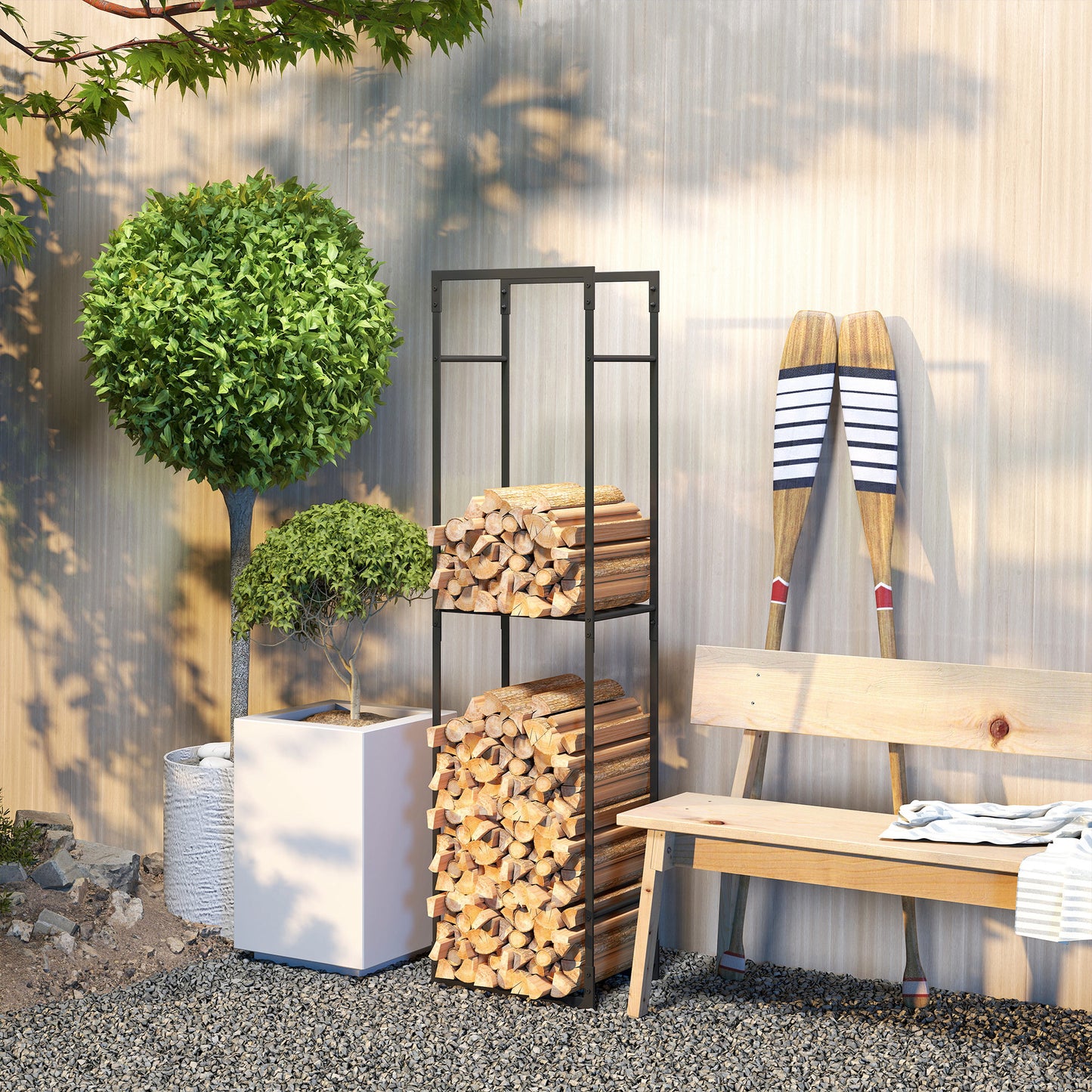 Metal Firewood Log Holder, Heavy Duty Firewood Rack