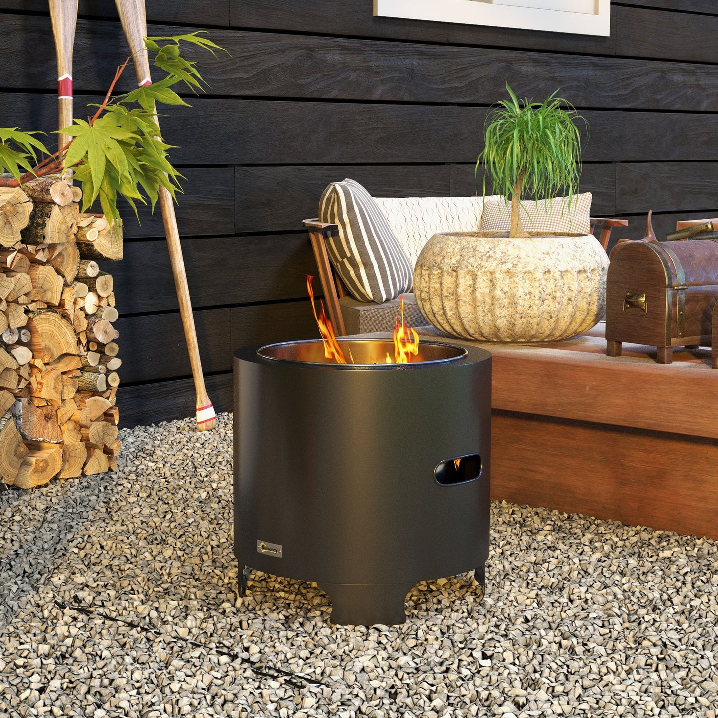 Smokeless Fire Pit, 45cm Portable Wood Burning Firepit