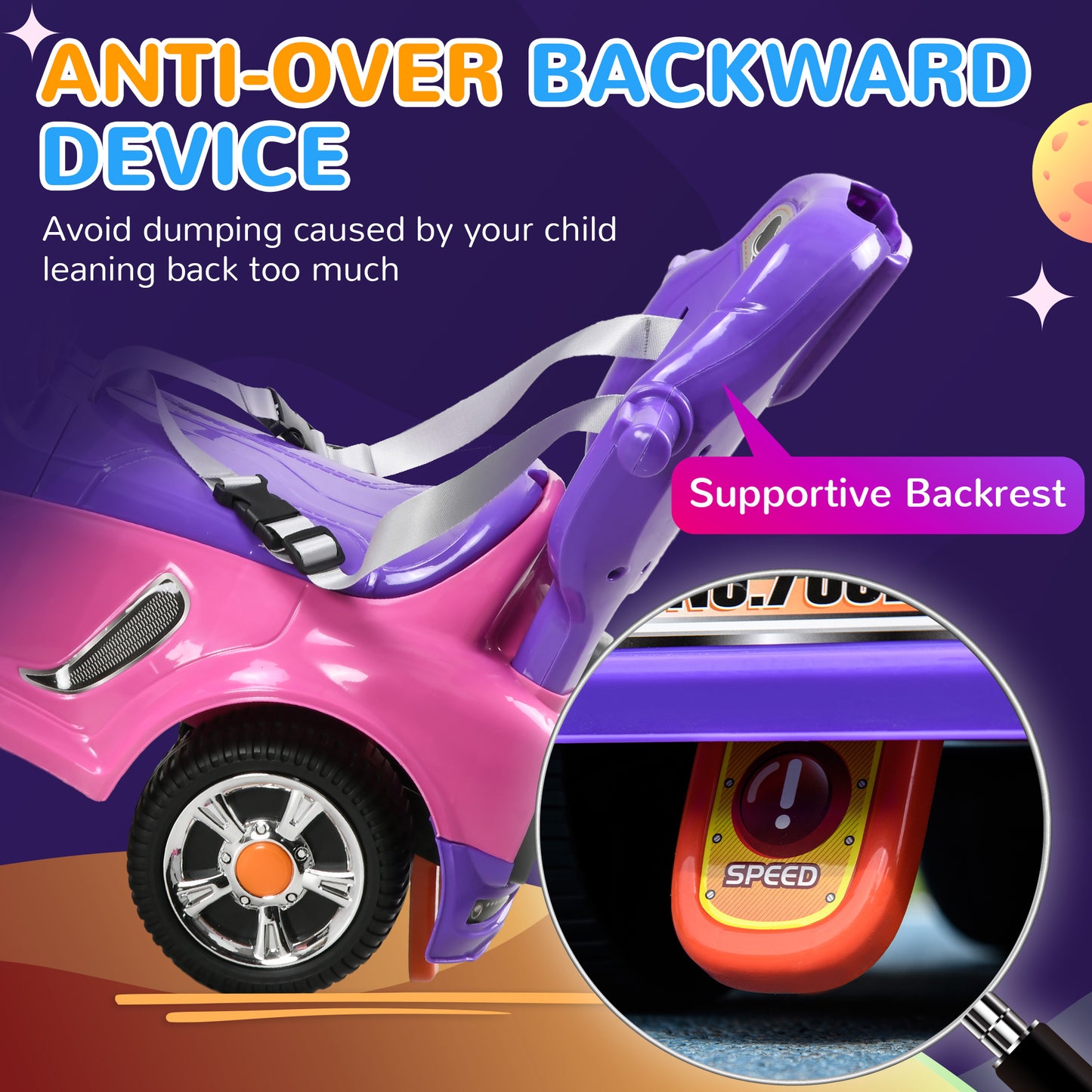 3 in 1 Ride on Push Car, Cartoon Robot Theme Foot to Floor Slider