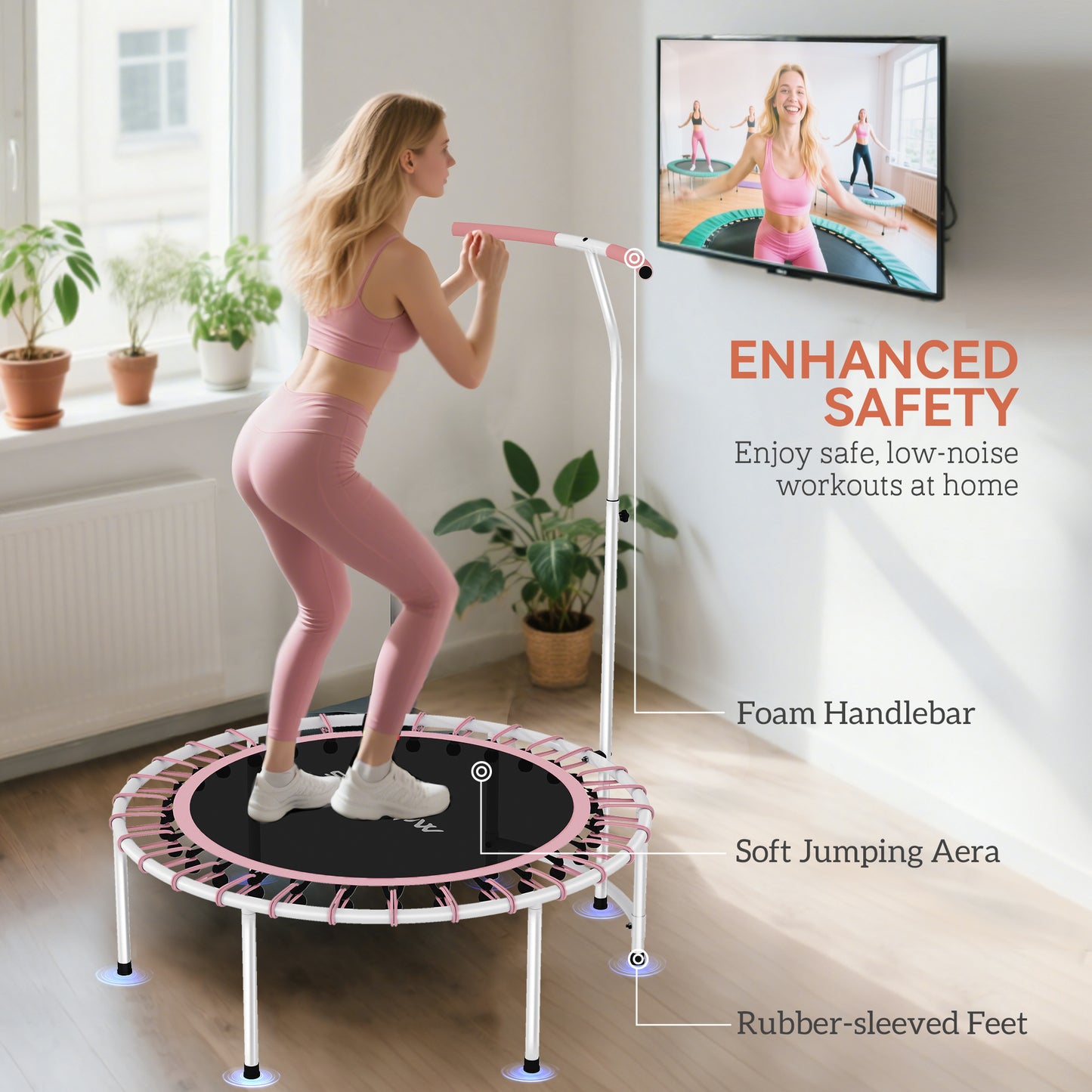 40" Fitness Trampoline, Mini Rebounder Trampoline for Adults