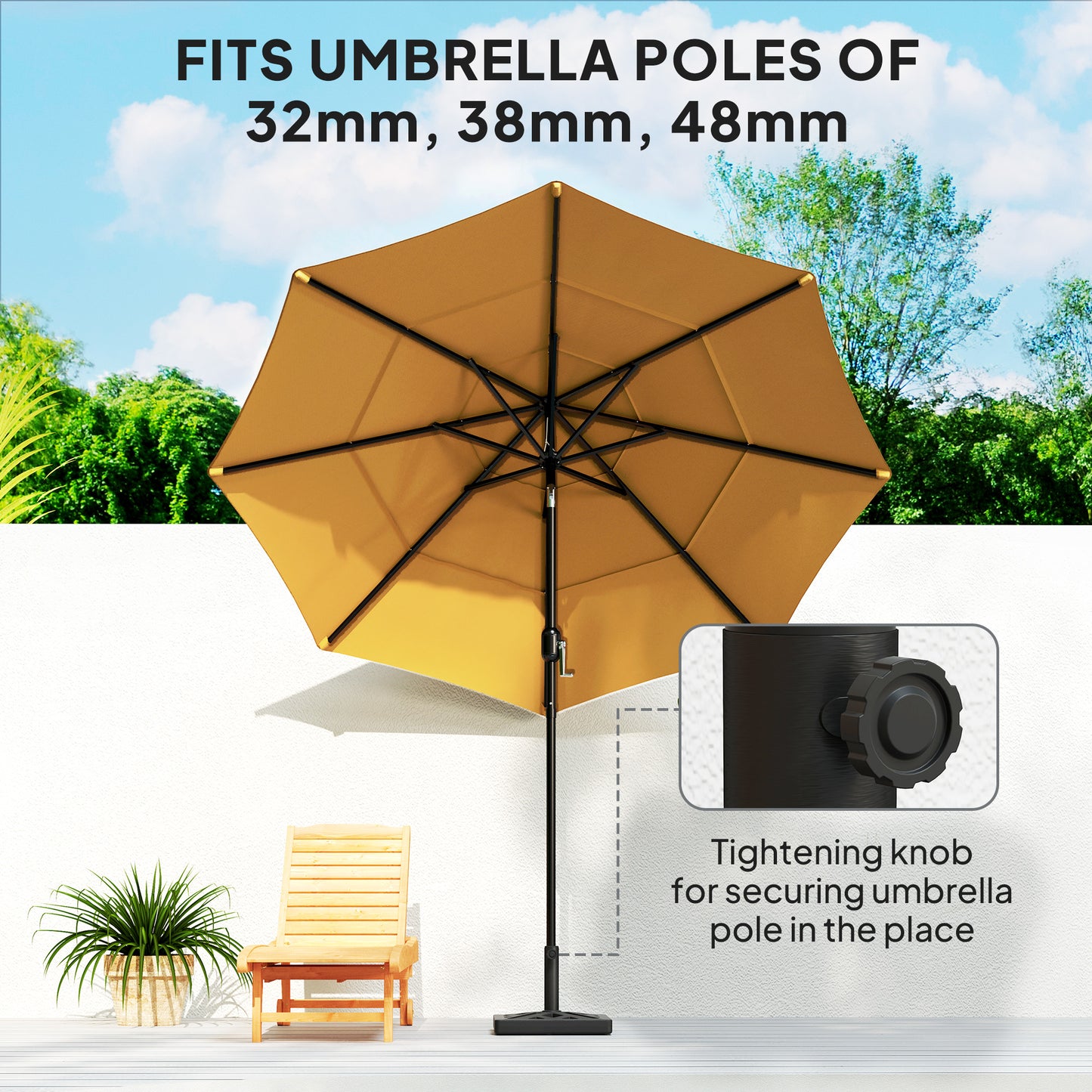 Garden Parasol Base, 15kg HDPE Outdoor Umbrella Stand Parasol Stand