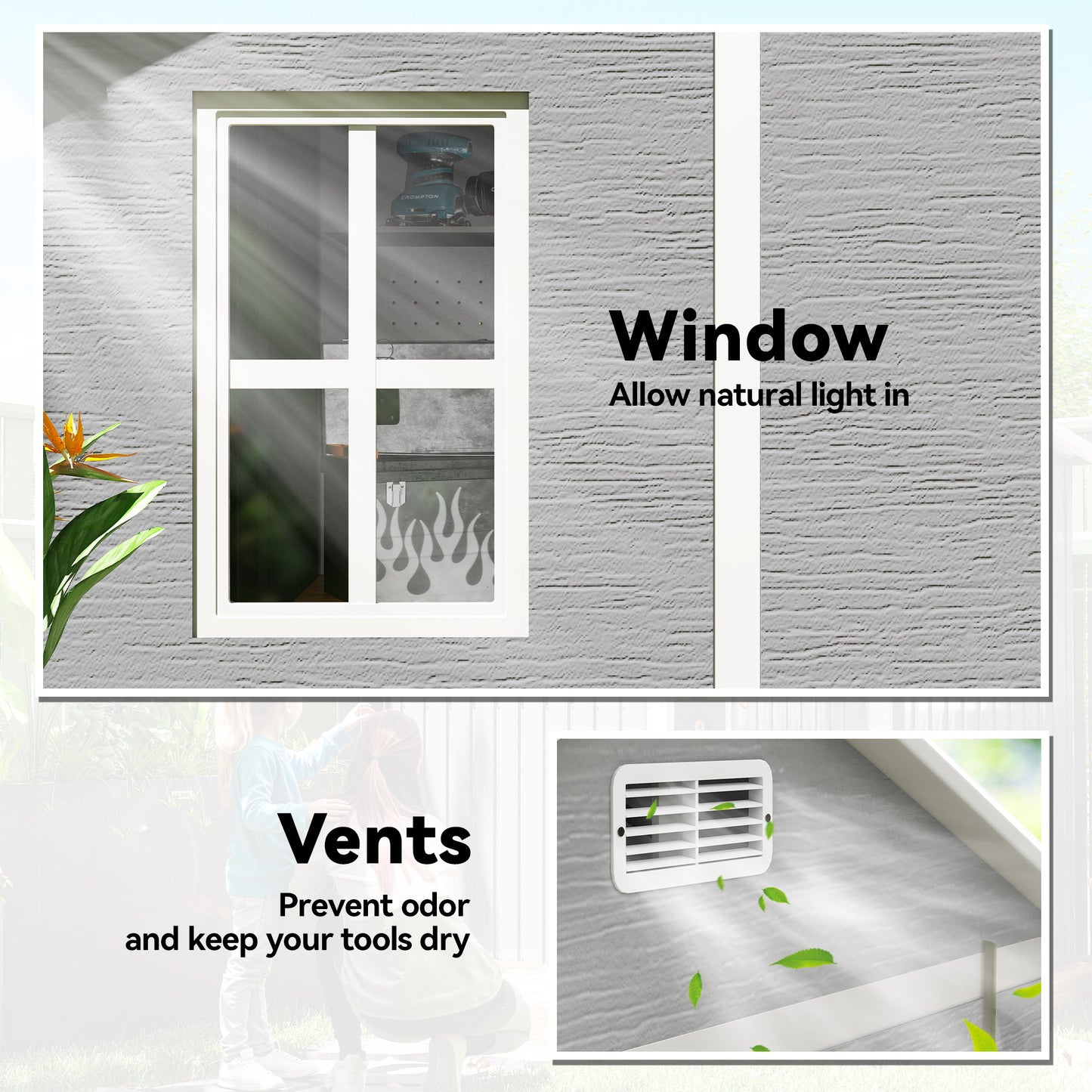 6 x 6ft Garden Shed with Floor, Window, Lockable Doors and Vents