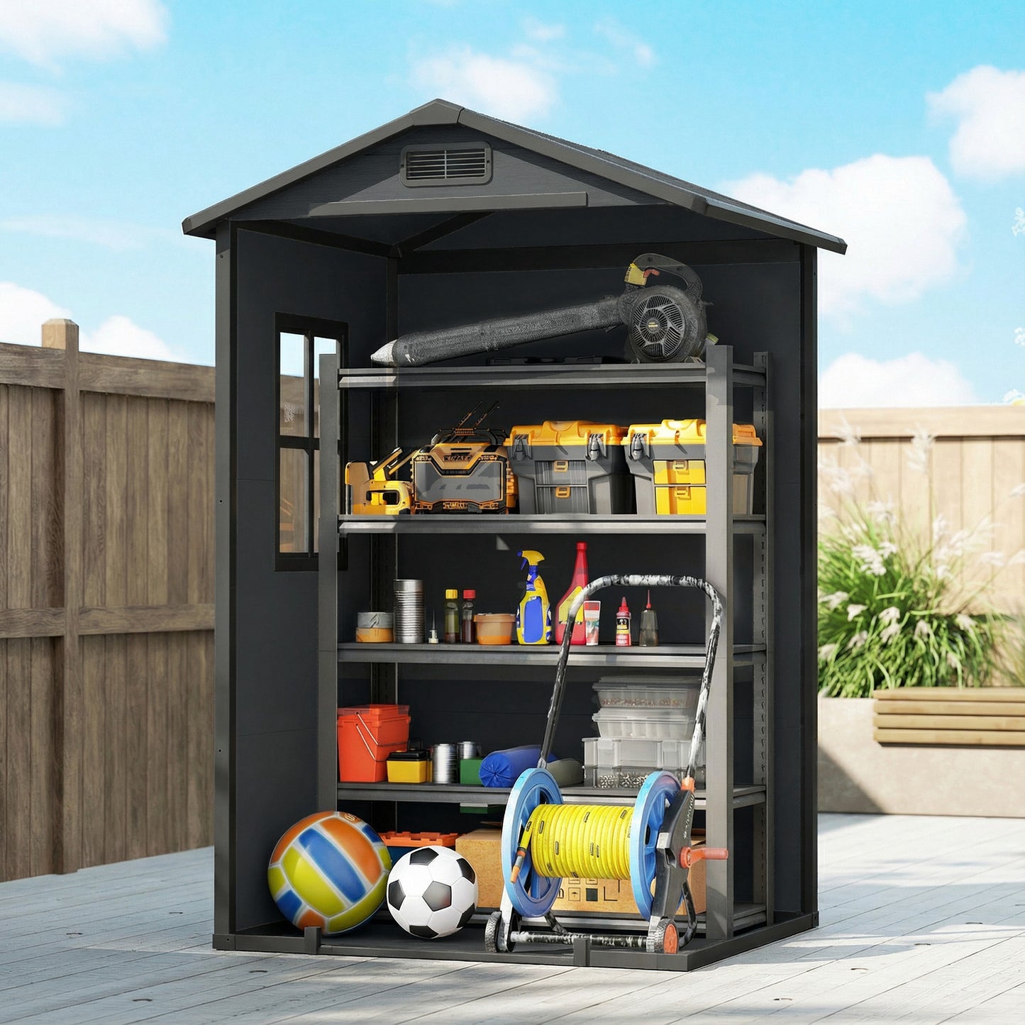 4 x 3 ft Plastic Garden Shed with Floor