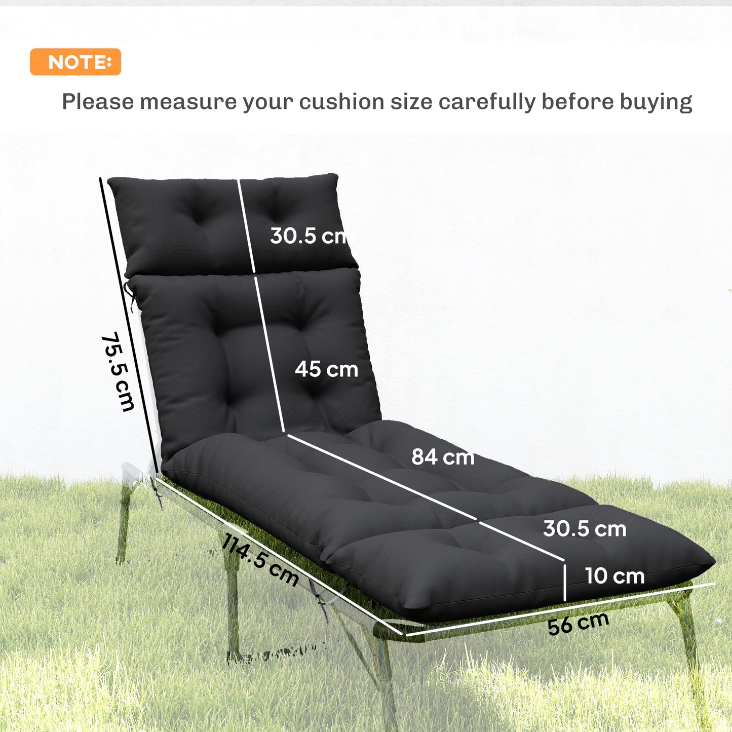 Set of Two 190 x 56cm Sun Lounger Cushions
