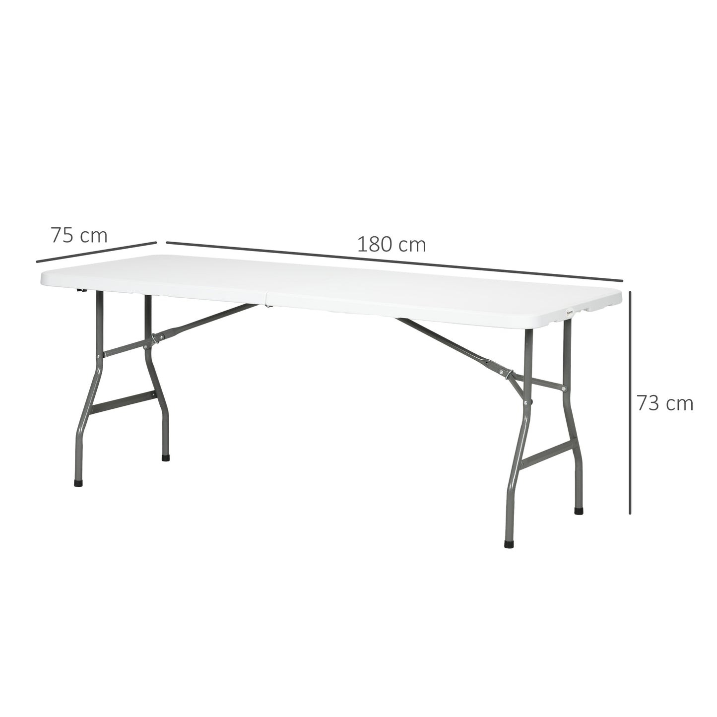 Folding Garden Table, 180 x 75cm Rectangular HDPE Outdoor Picnic