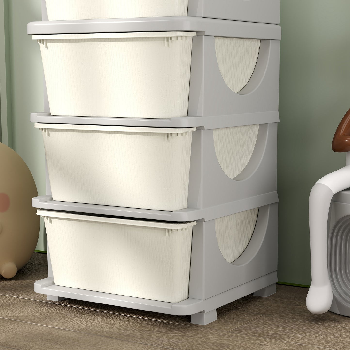 Four-Tier Kids Storage Boxes, with Four Drawers