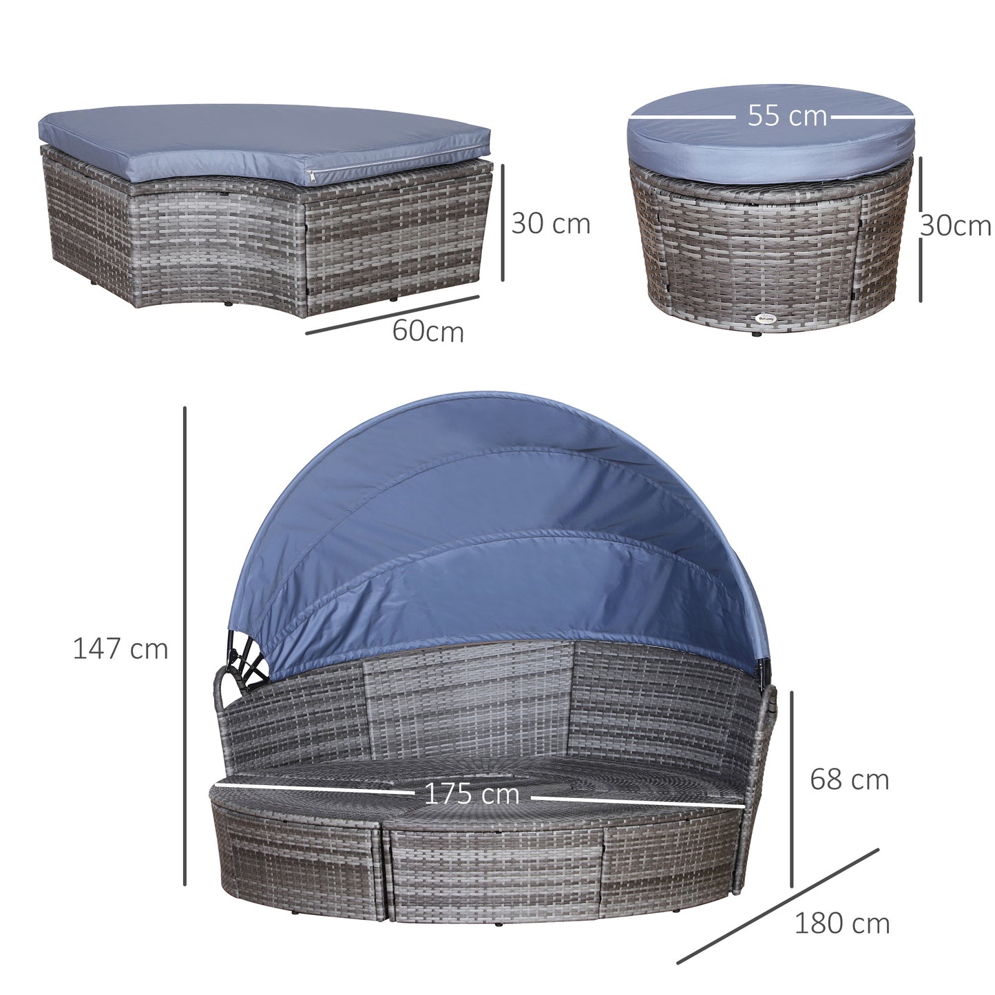 Outdoor PE Rattan Garden Furniture with Cushioned
