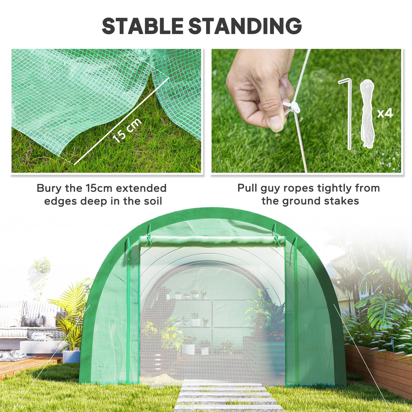 6 x 3(m) Polytunnel Greenhouse with Upgraded Structure