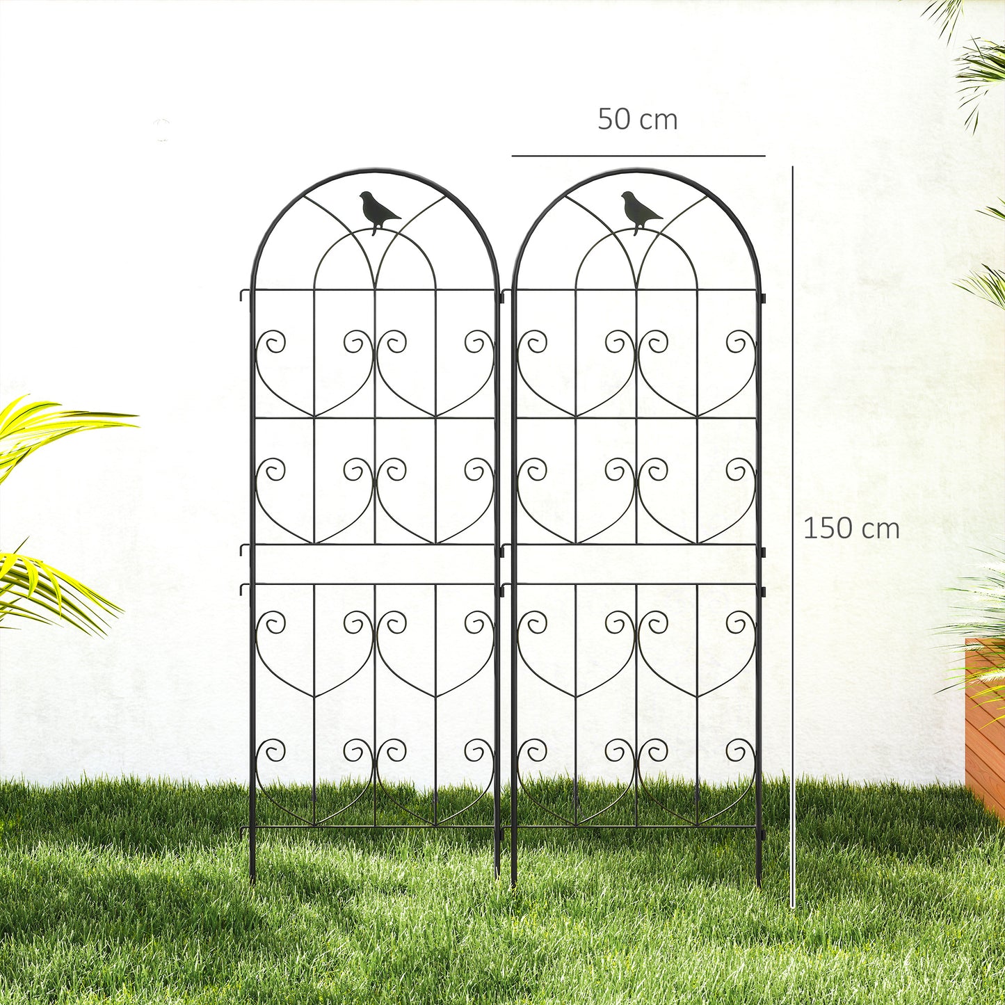 Set of 2 Garden Trellis, Metal Fence Panels