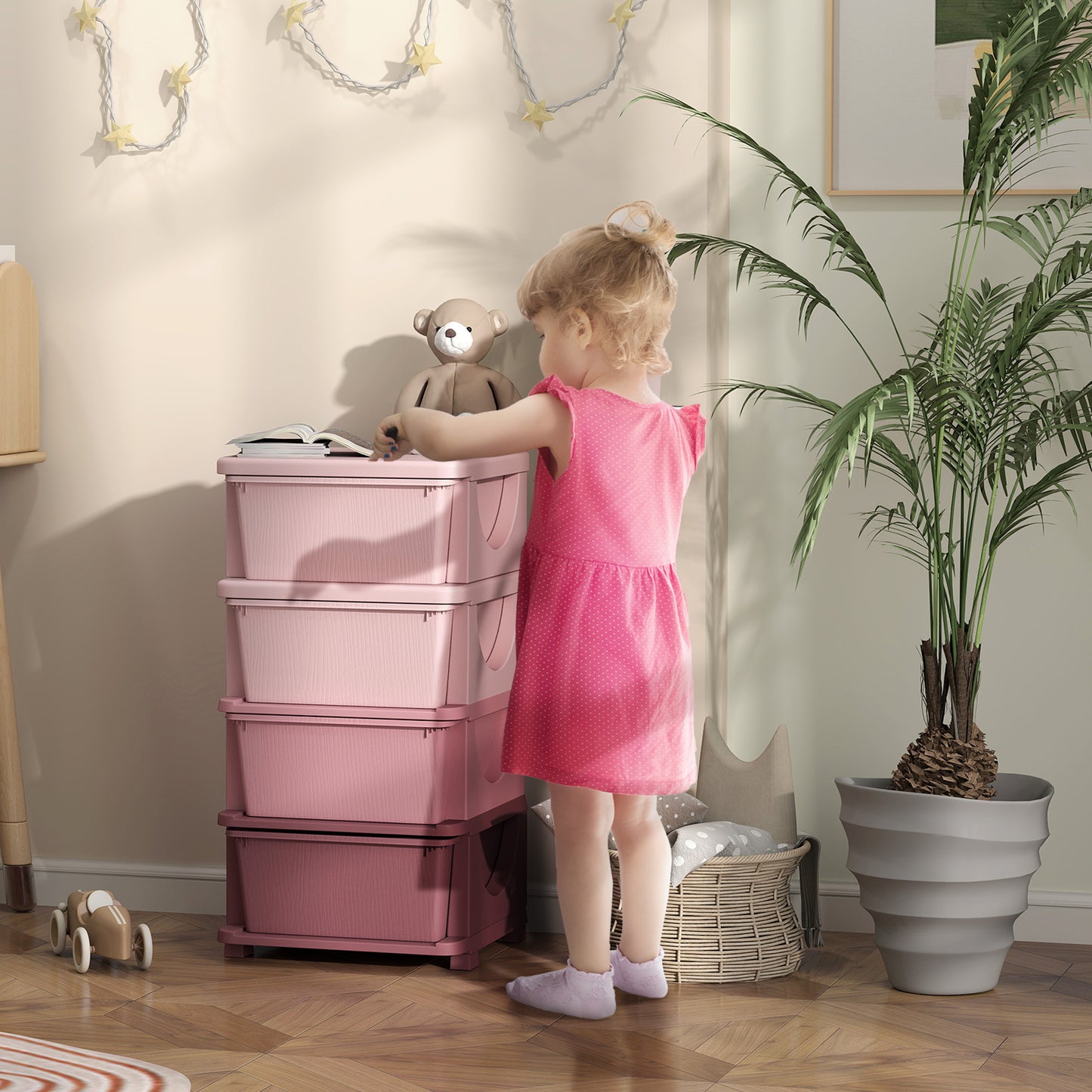 Four-Tier Kids Storage Boxes, with Four Drawers