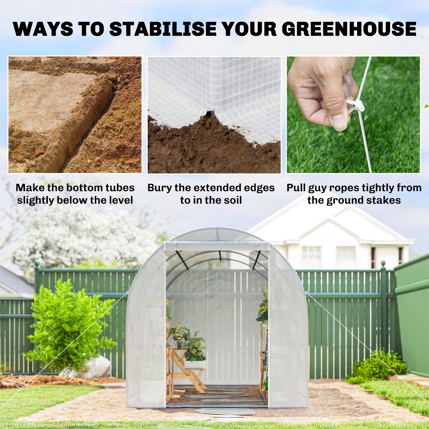 3.5 x 2 x 2 m Polytunnel Greenhouse