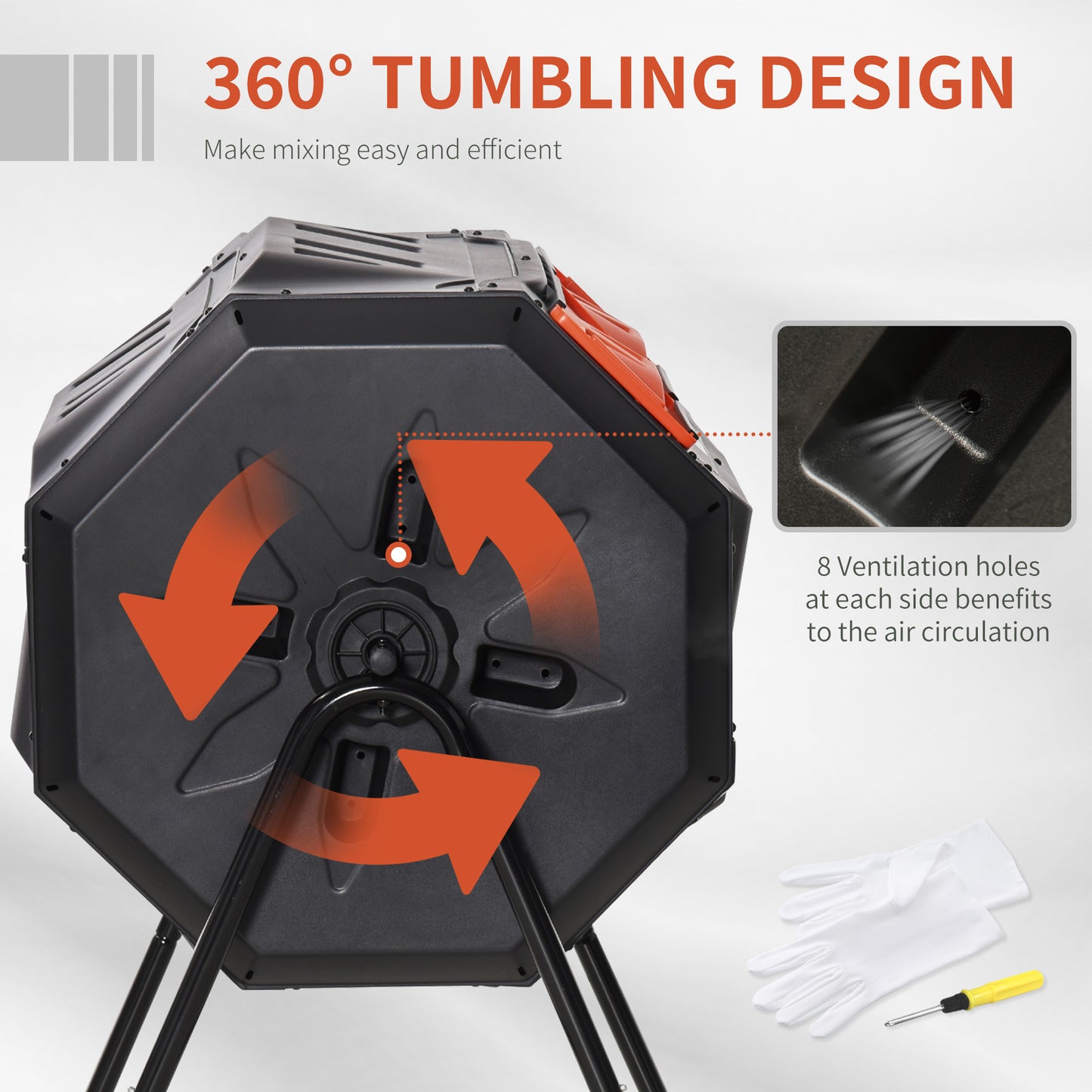 160L 360° Rotating Dual Chamber Composter