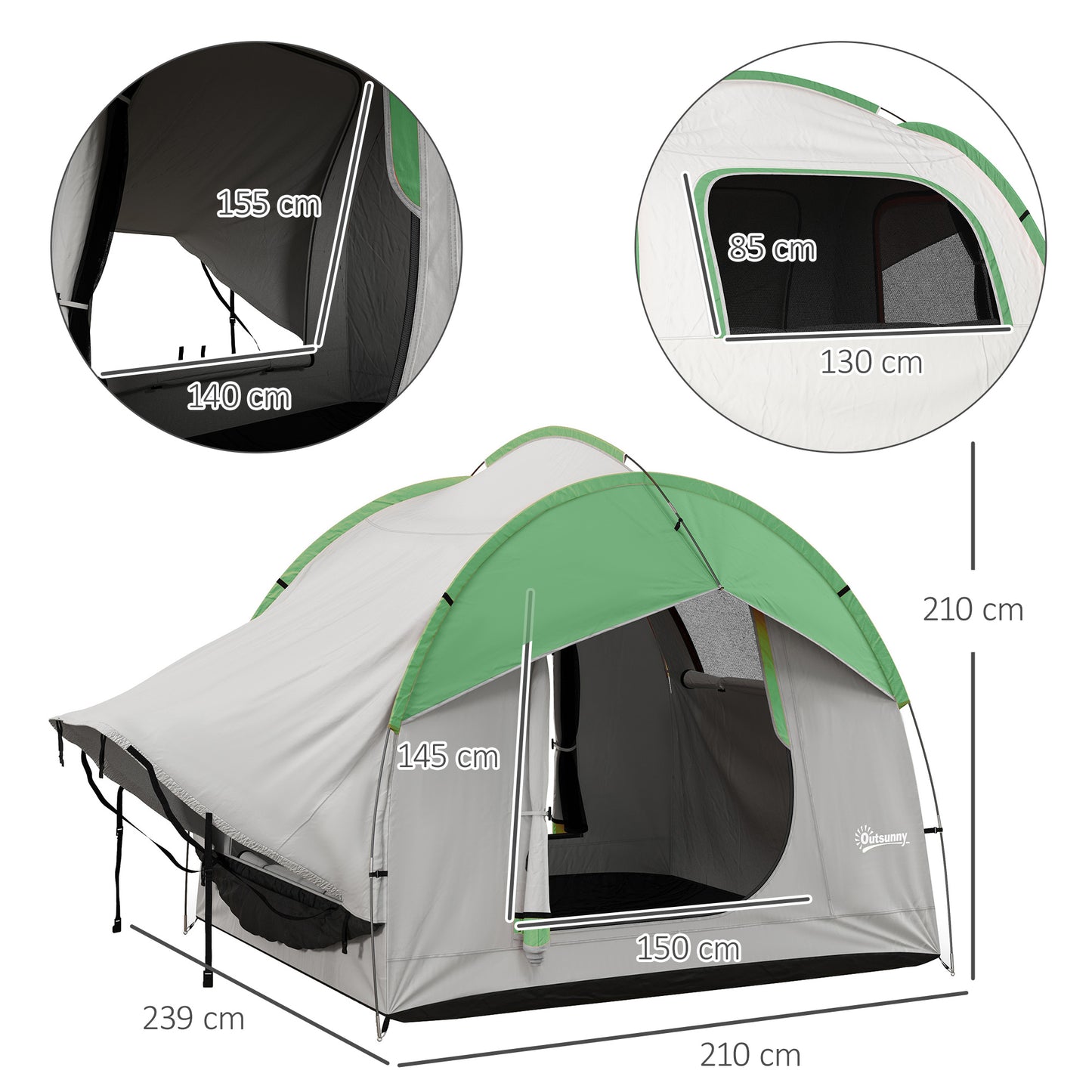 SUV Car Tent for Camping, Waterproof PU2000mm, 5 Man Tailgate Tent
