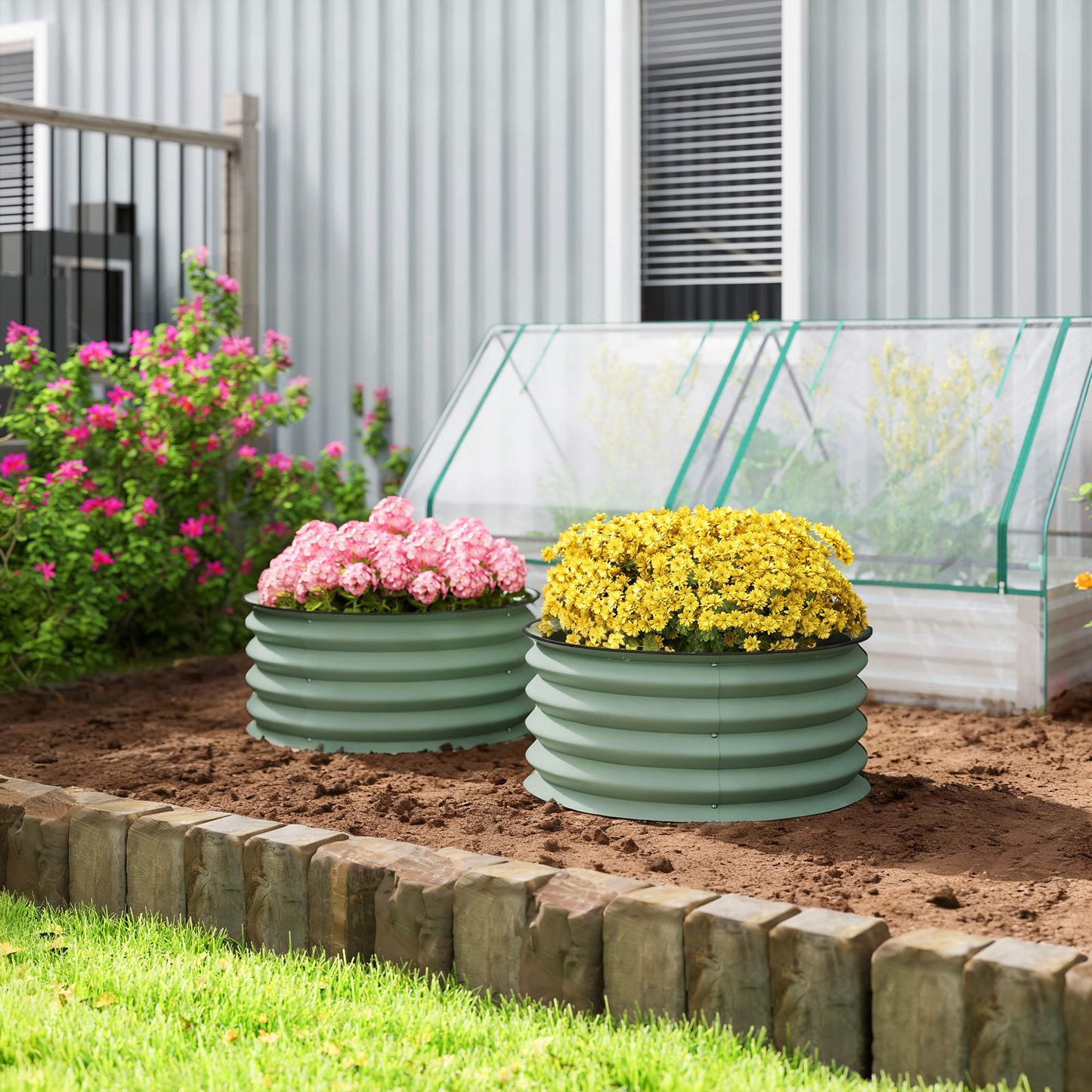 Set of 2 Raised Garden Bed, Metal Planter Box with Safety Edging