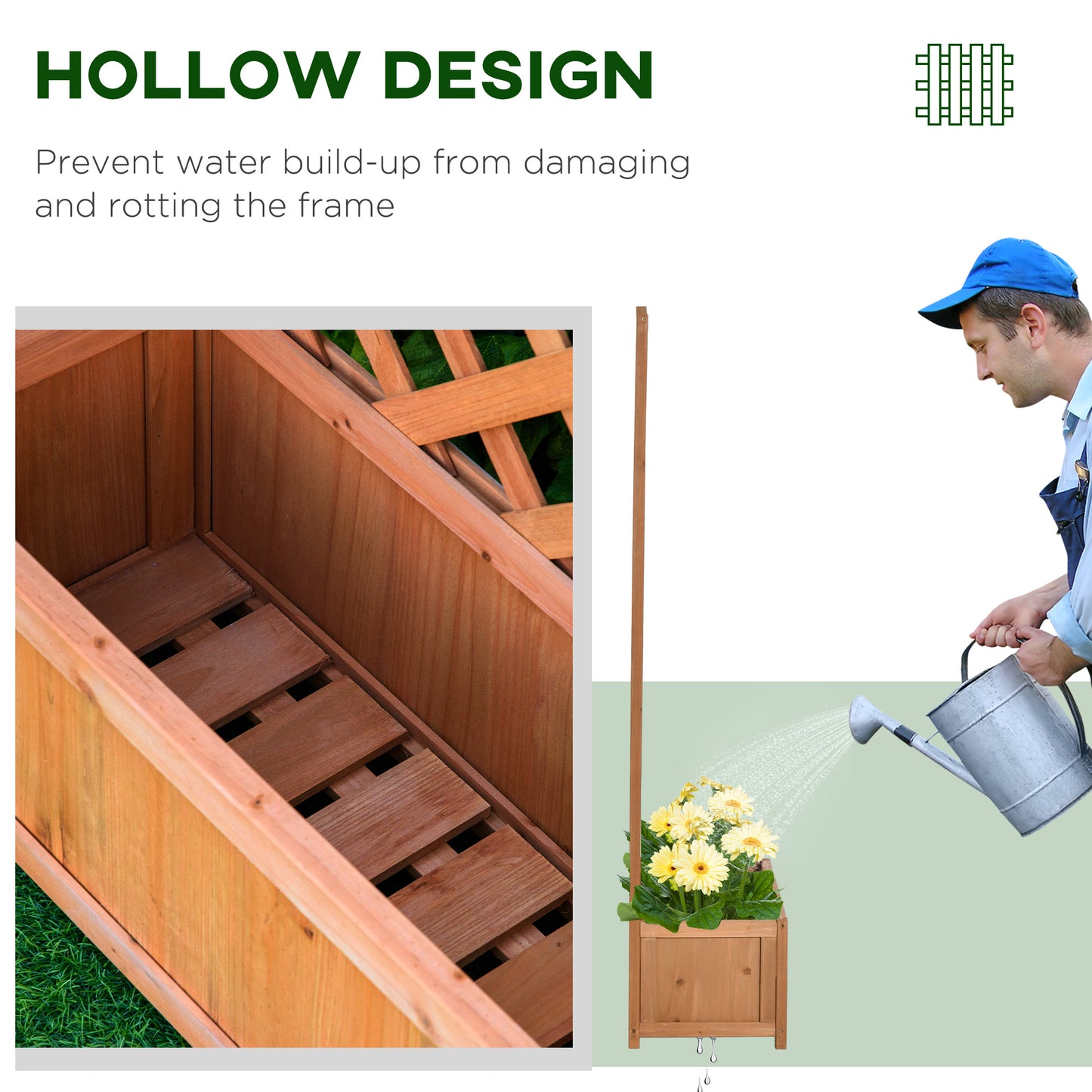 53L Garden Wooden Planter Box