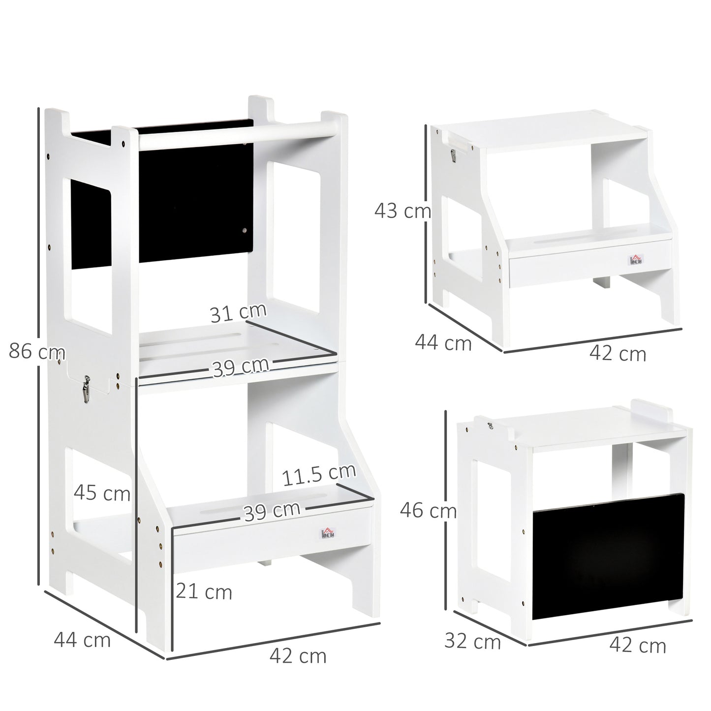 2 in 1 Kids Kitchen Step Stool with Safety Rail Toddler Steps