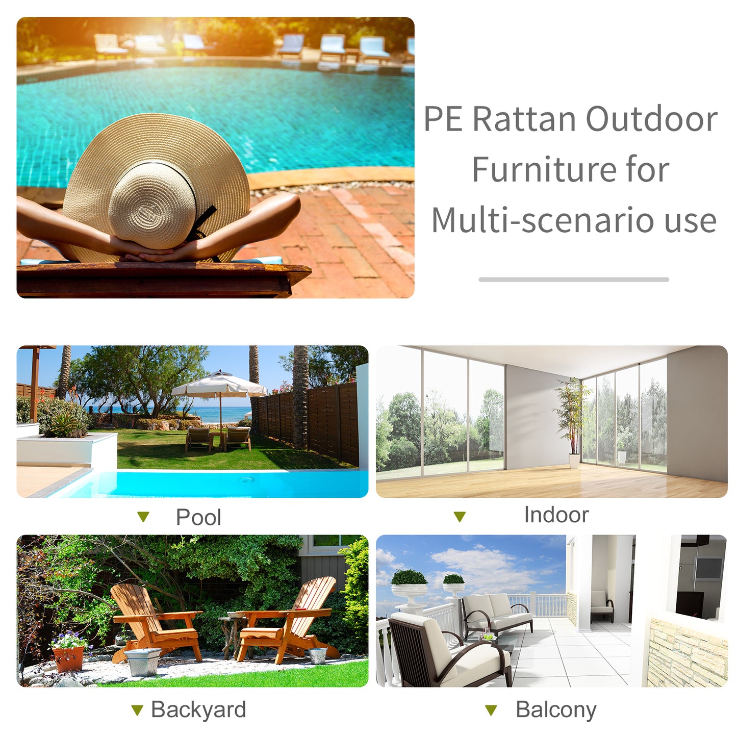 Folding Sun Lounger, PE Rattan Garden Lounger Chair