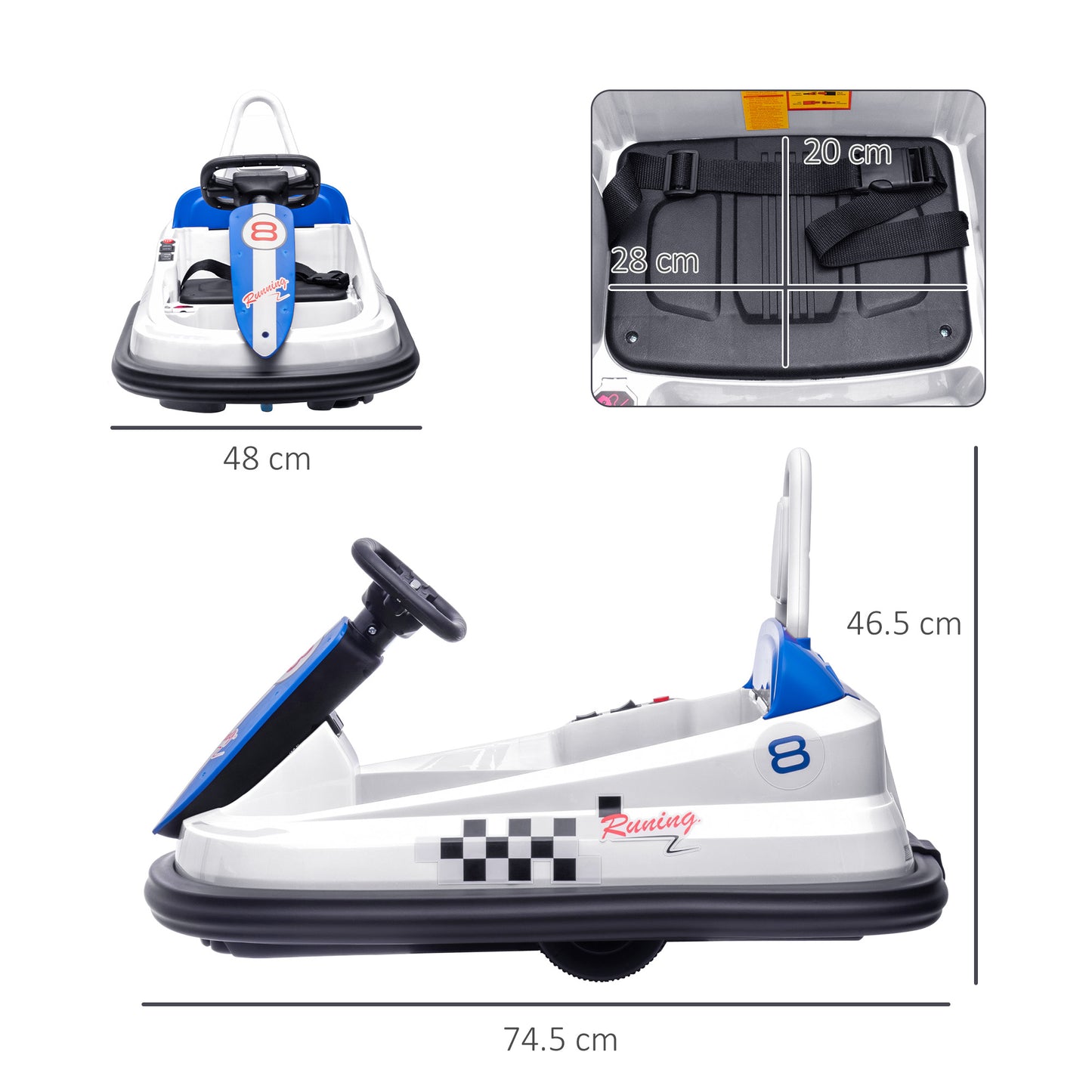 6V Electric Kids Bumper Car, 6V Spin Waltz Car, with Music, Horn