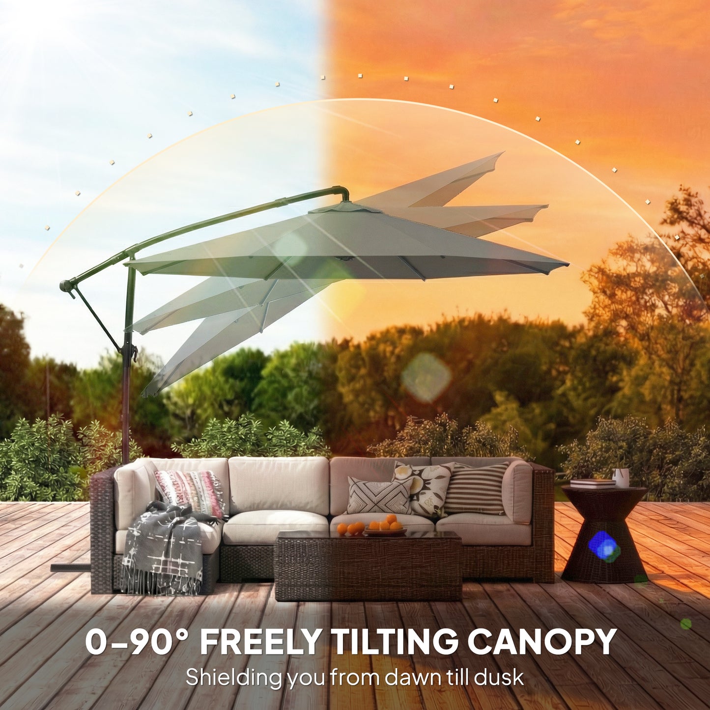 3 m Garden Cantilever Parasol with Cover