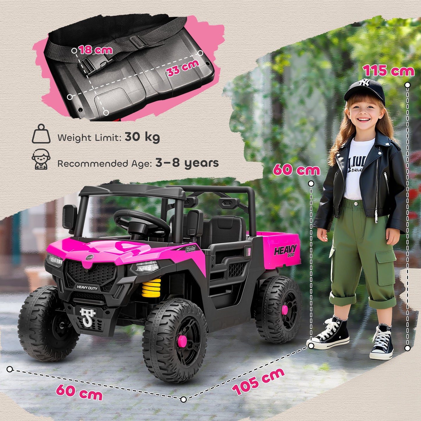 Kids Ride on Car, 12V Electric Kids UTV with Electric Dump Bed