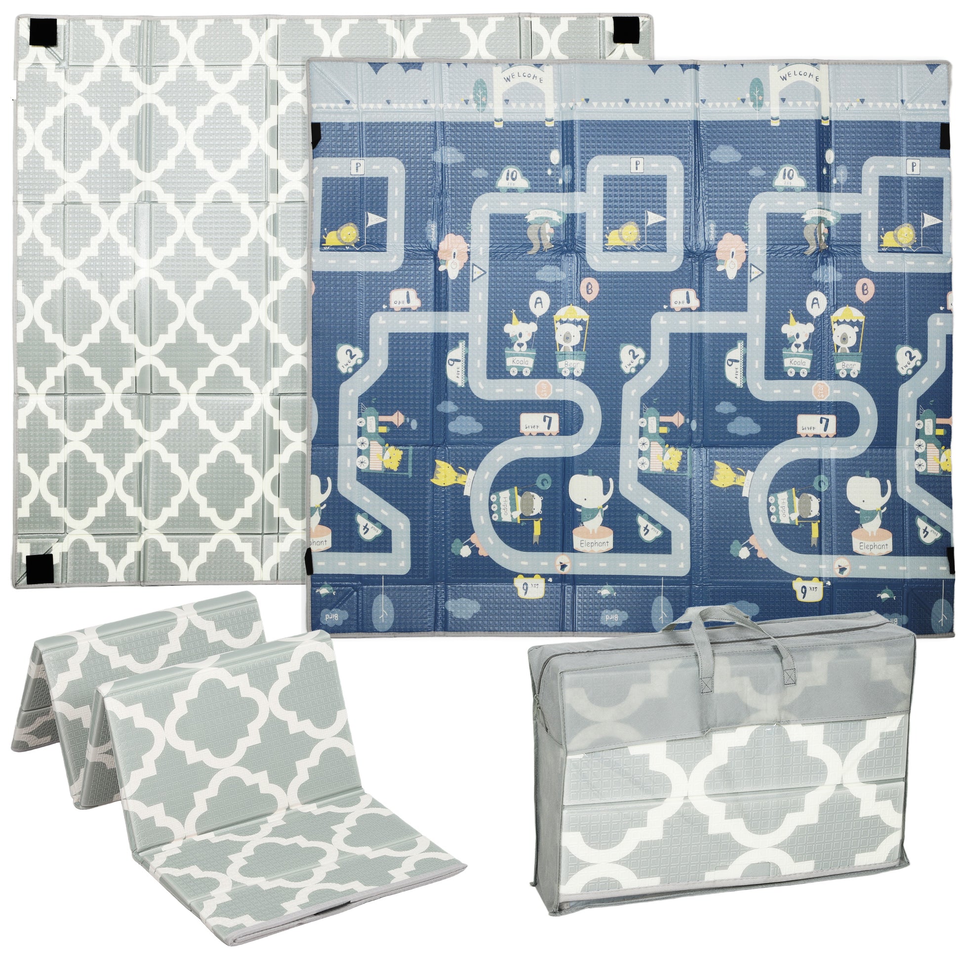 Foldable Baby Play Mat, Baby Playpen, Reversible Foam Playmat
