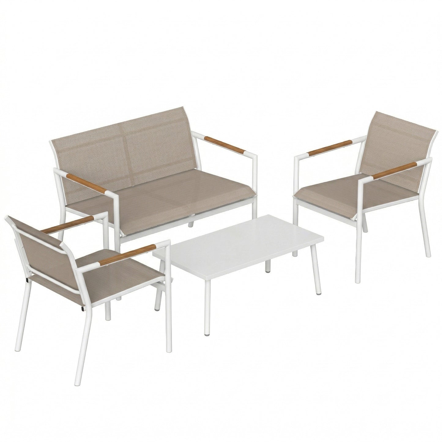 4 Seater Garden Furniture Set with Loveseat, Armchairs, Table
