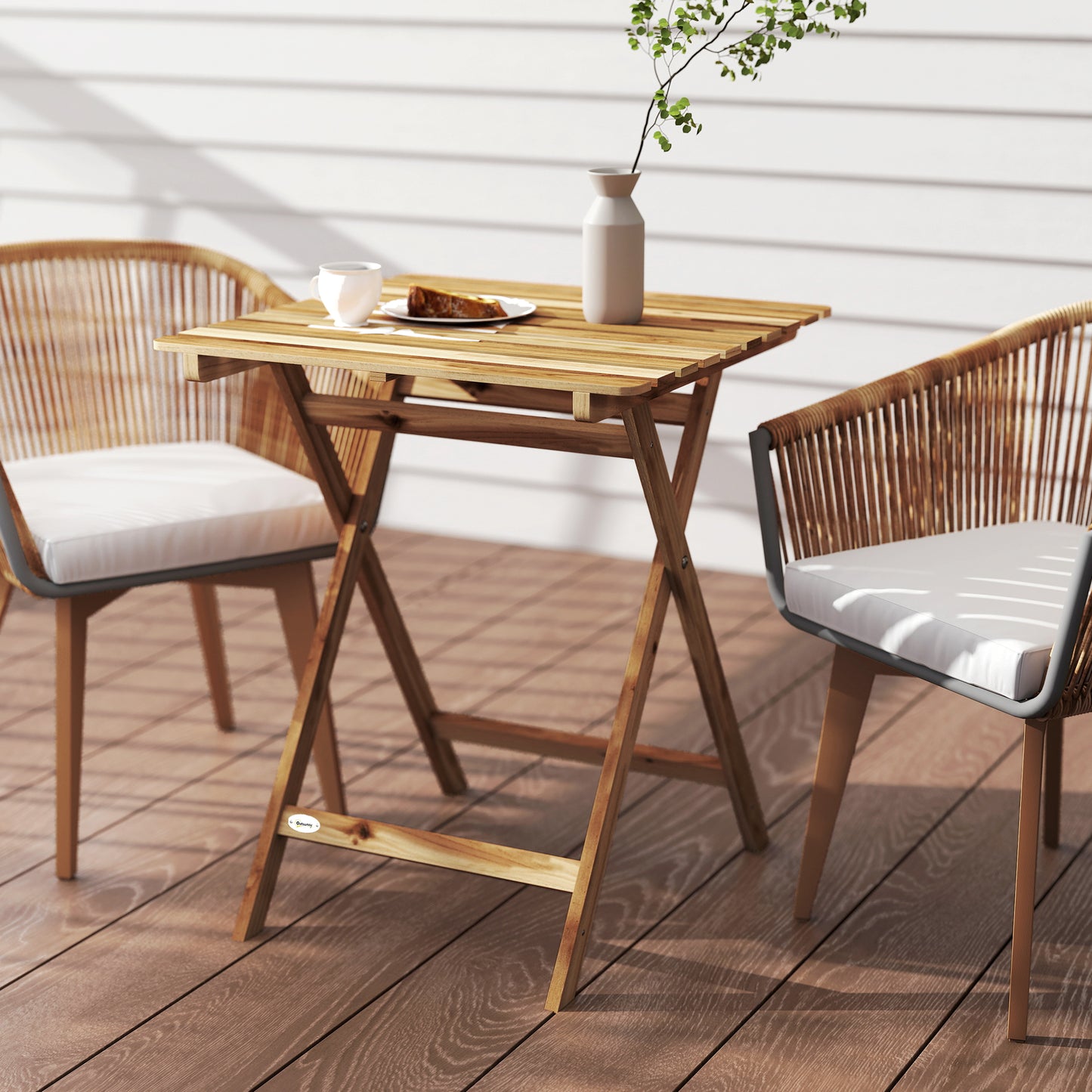Outdoor Coffee Table Foldable Wooden Garden Table for Patio Balcony