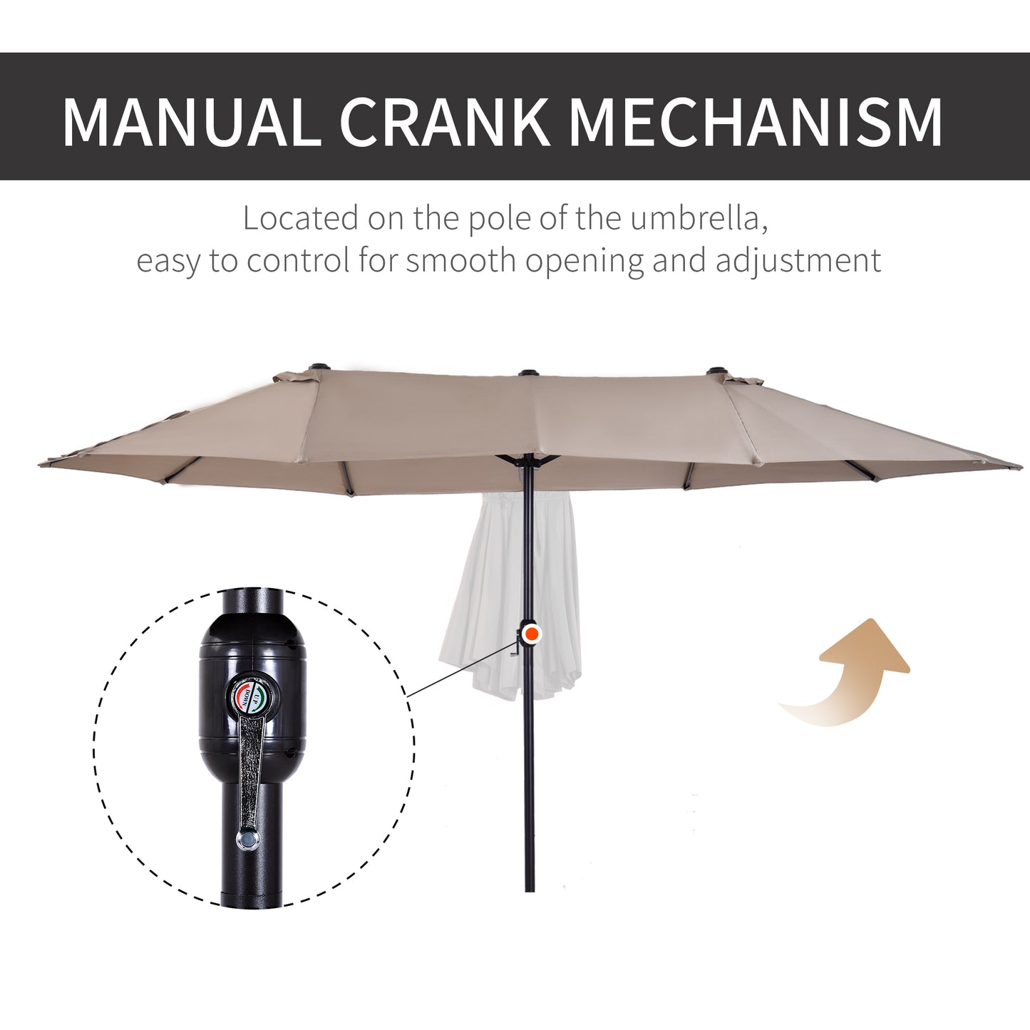 4.6m Double-Sided Patio Parasol Sun Umbrella