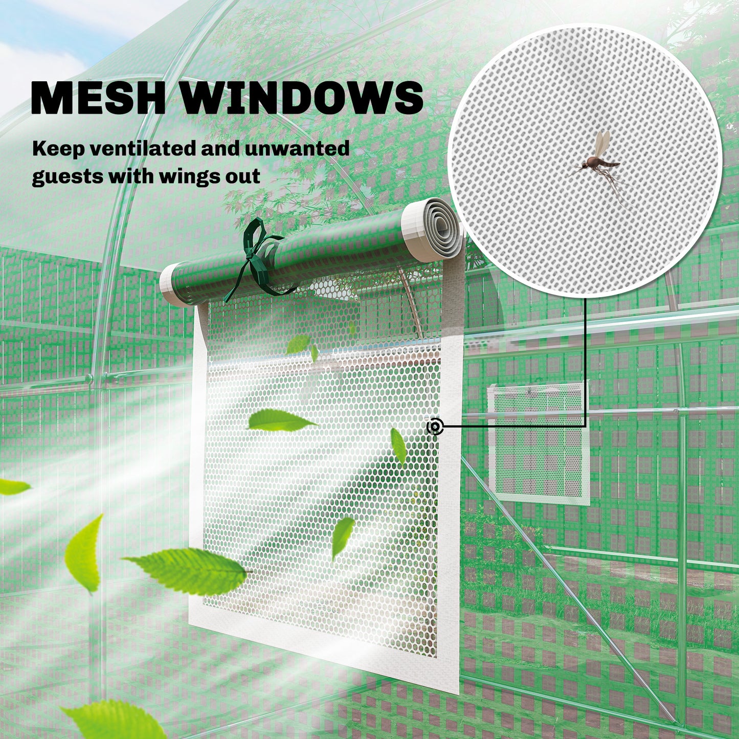 2 x 3 m Walk-in Polytunnel Greenhouse with Hinged Door