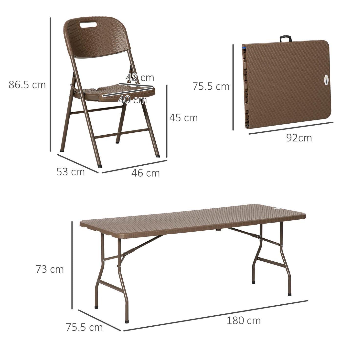 6 Seater Garden Dining Set, Rattan-Style HDPE Garden Furniture Set
