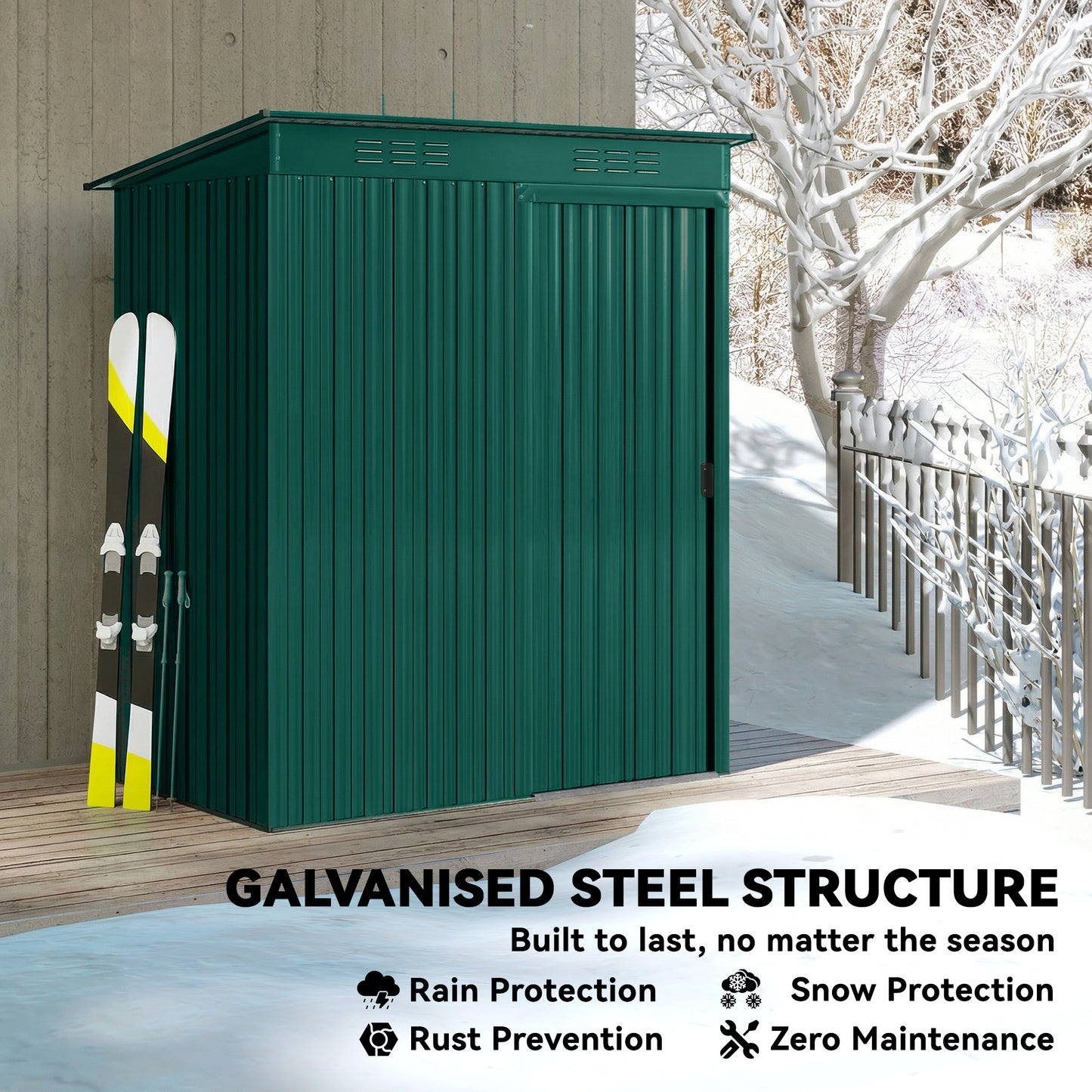 5 x 3.5ft Metal Garden Storage Shed with Effortless Assembly