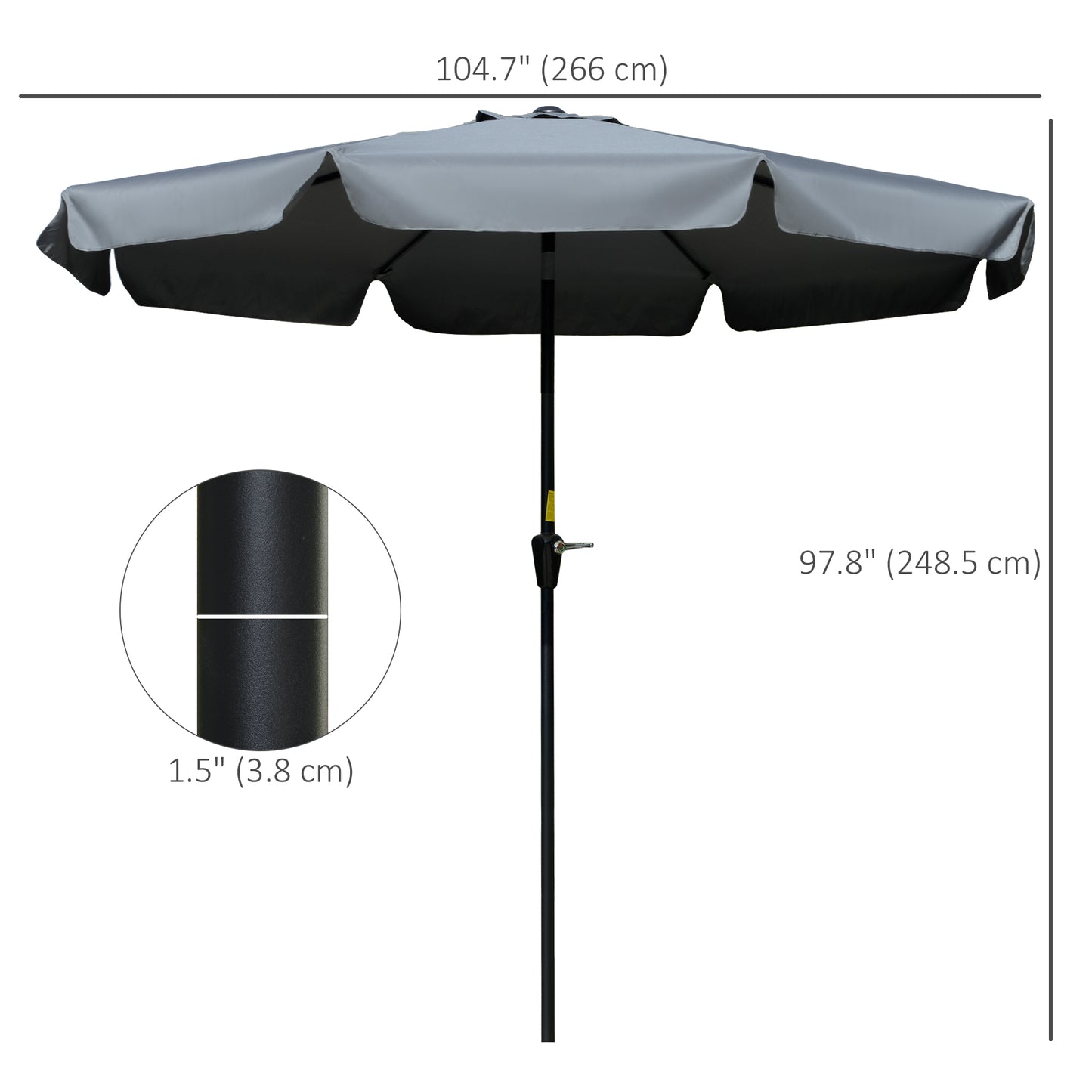 2.7m Patio Parasol Garden Umbrellas Outdoor Sun Shade Table Umbrella