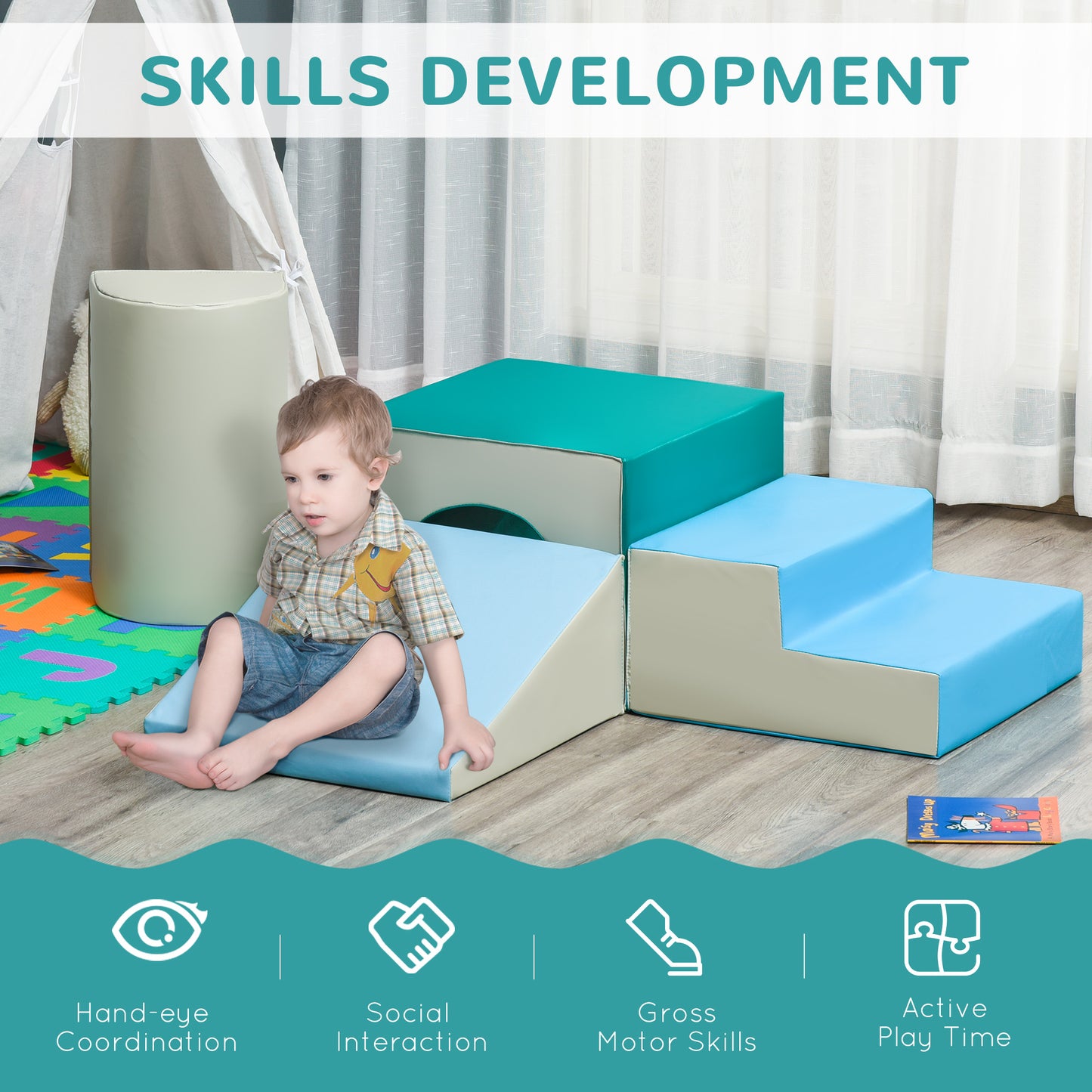 4-Piece Soft Play Set for Toddlers 1-3 Years
