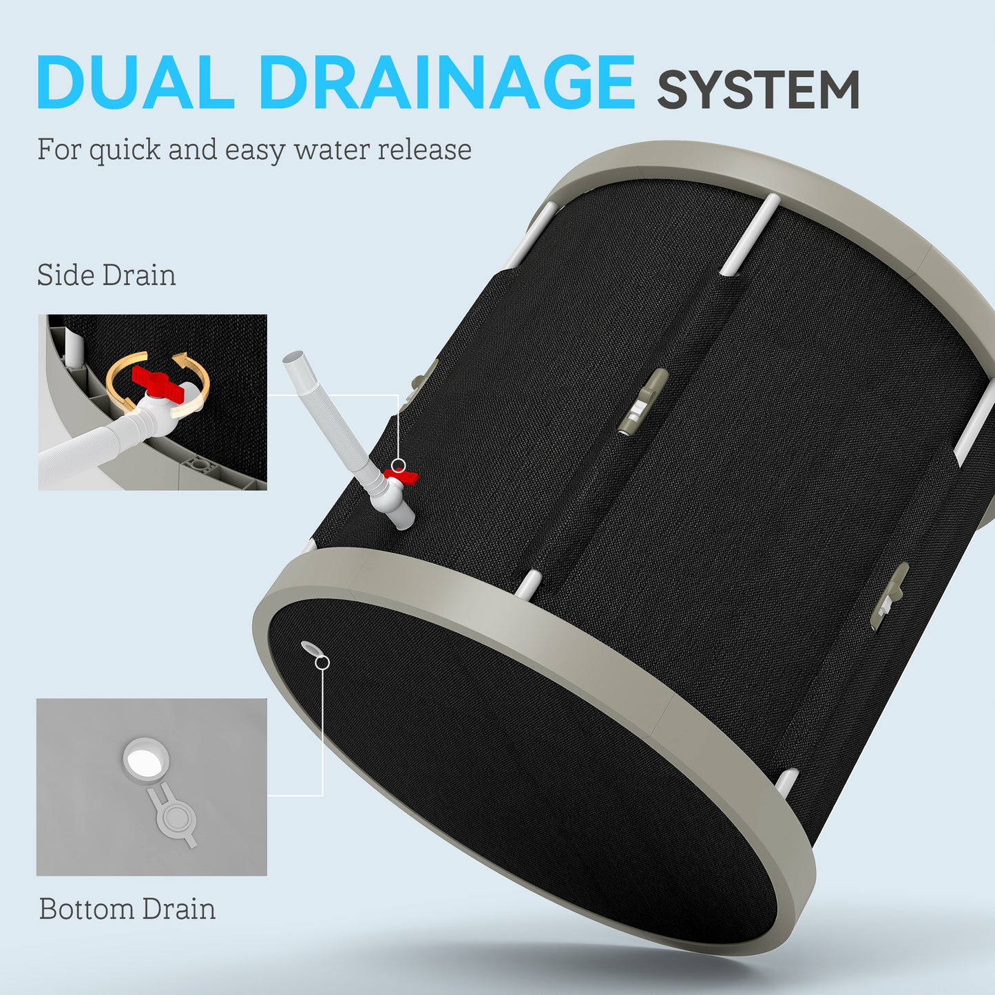 210L Outdoor Ice Bath Tub, with Lid, Cover, Carry Bag