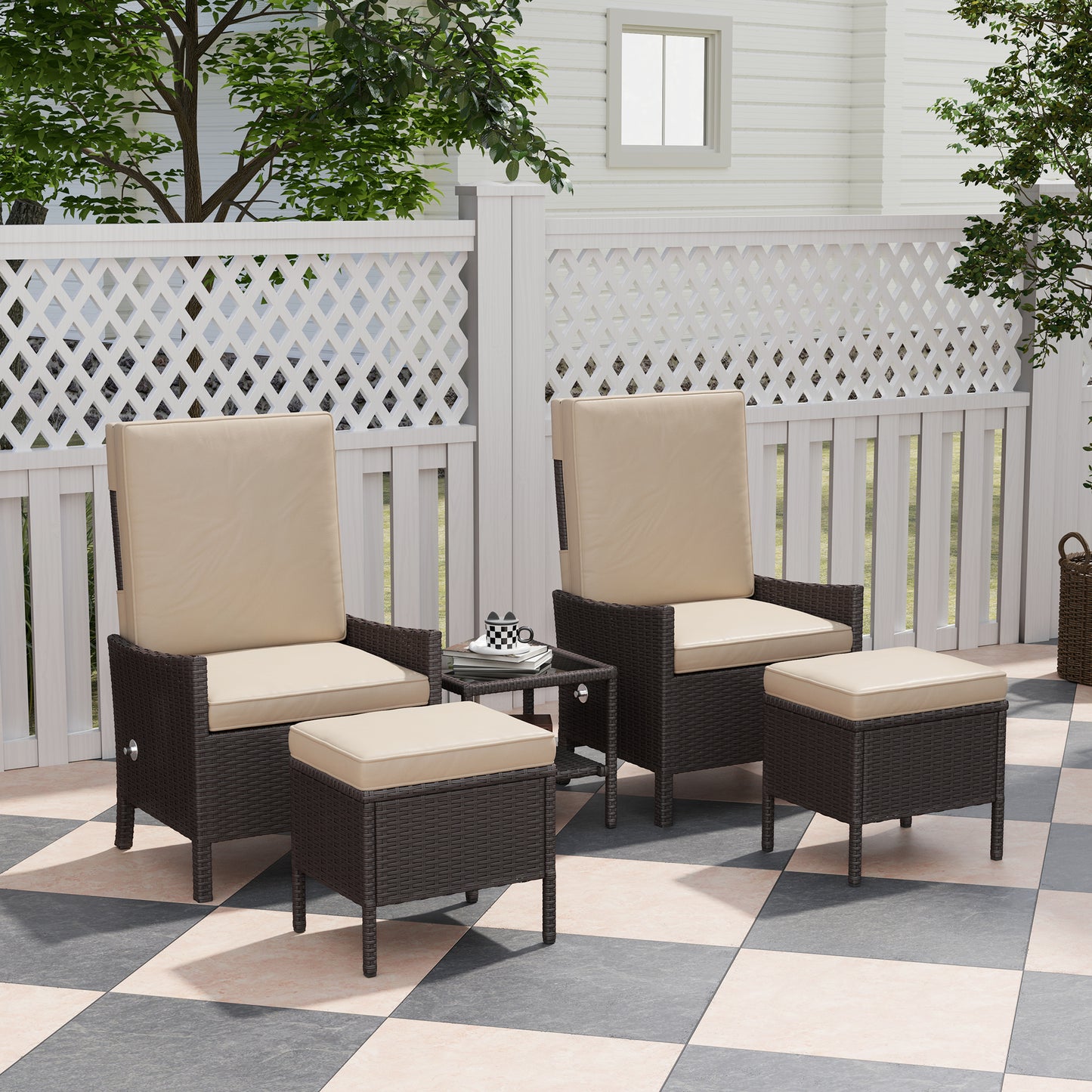 5 Piece Rattan Garden Furniture Set