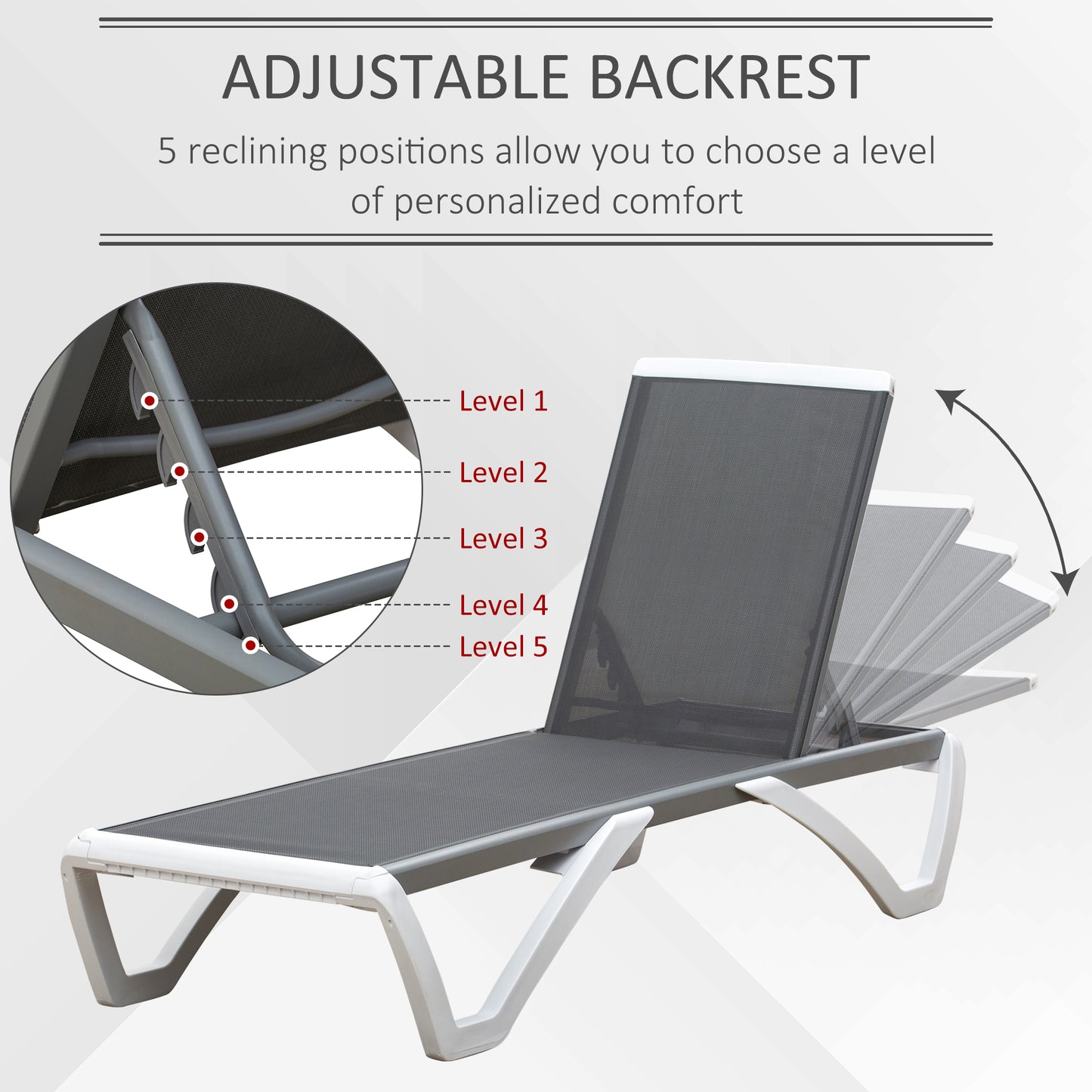 Aluminium Frame Sun Lounger, with Adjustable Back